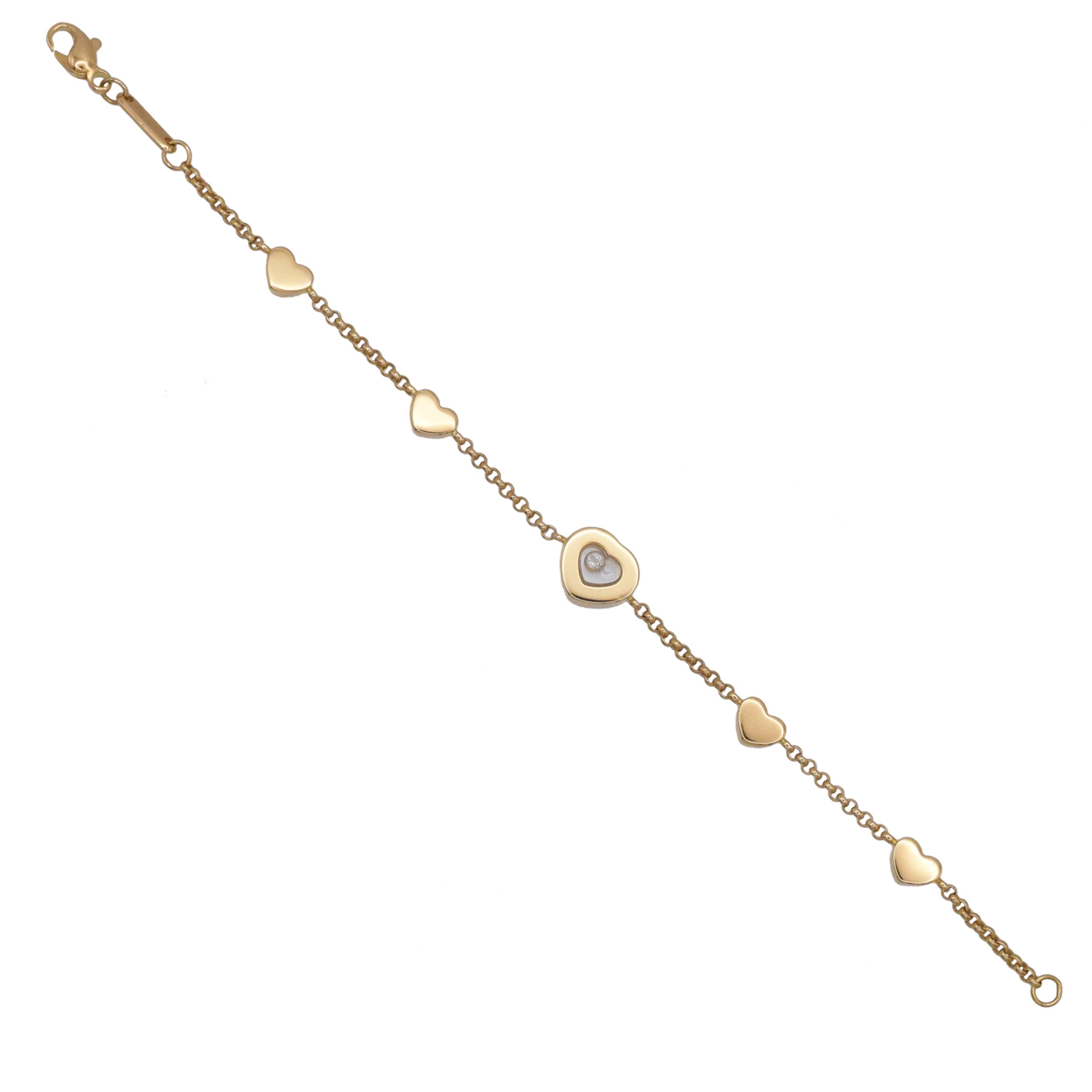 Chopard 'Happy Hearts' Charm Bracelet In 18k Yellow Gold