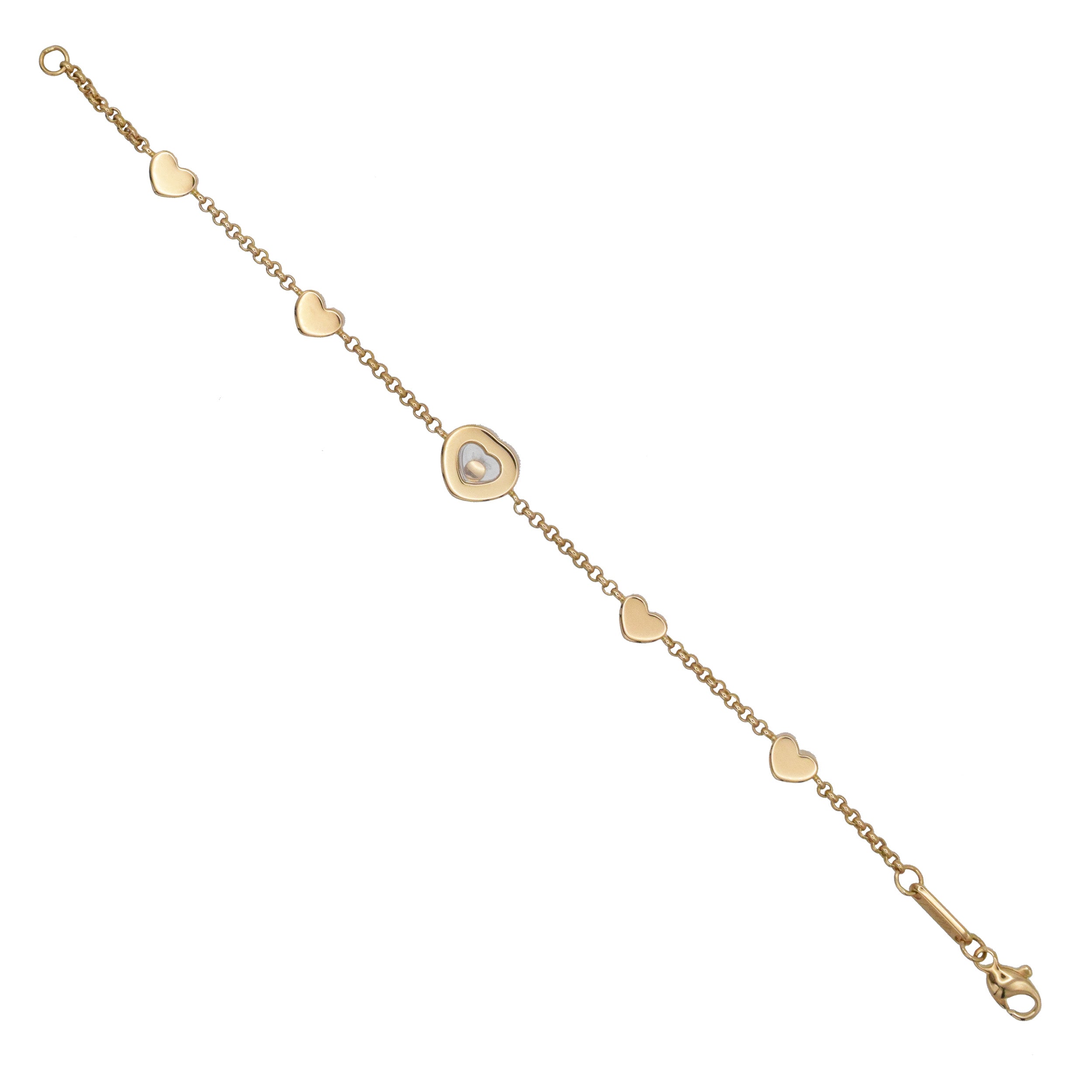 Chopard 'Happy Hearts' Charm Bracelet In 18k Yellow Gold