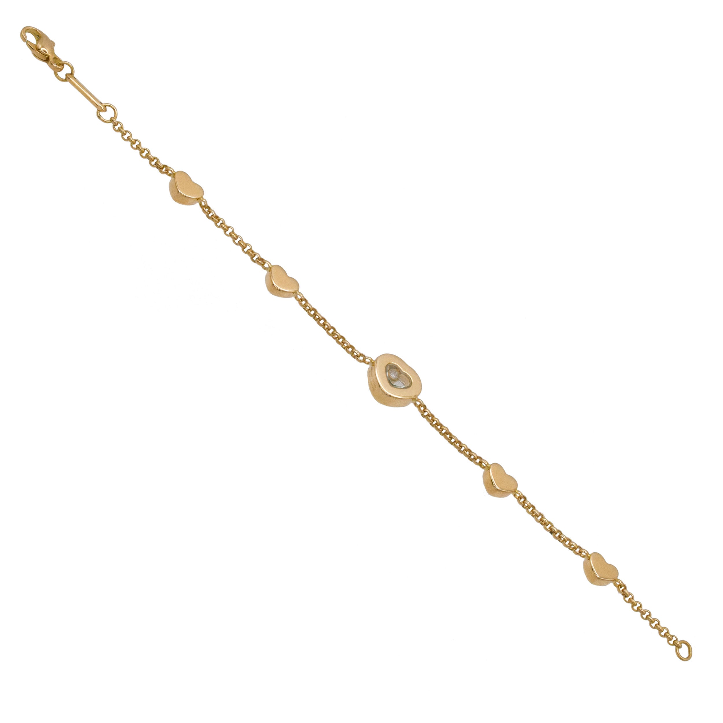 Chopard 'Happy Hearts' Charm Bracelet In 18k Yellow Gold