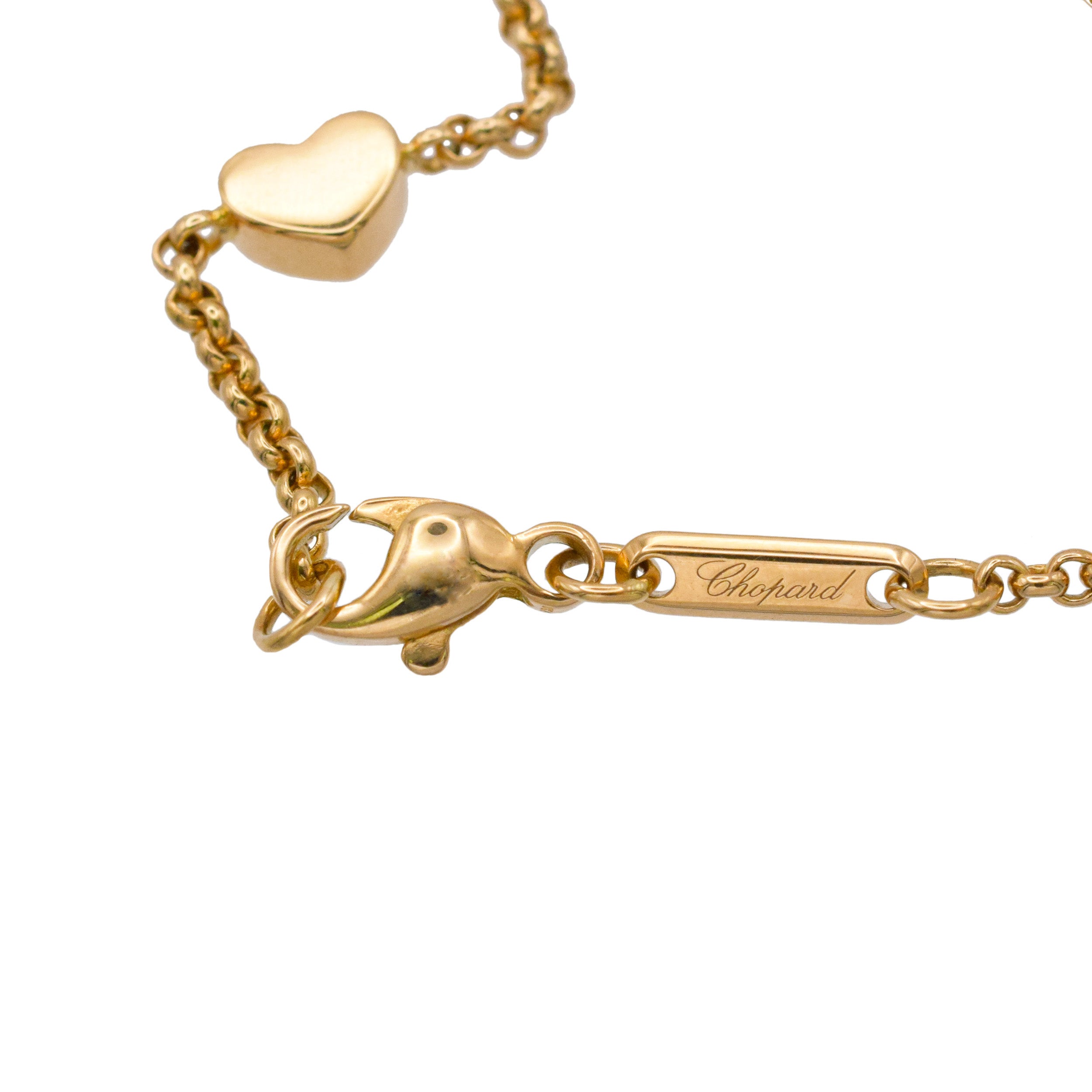 Chopard 'Happy Hearts' Charm Bracelet In 18k Yellow Gold
