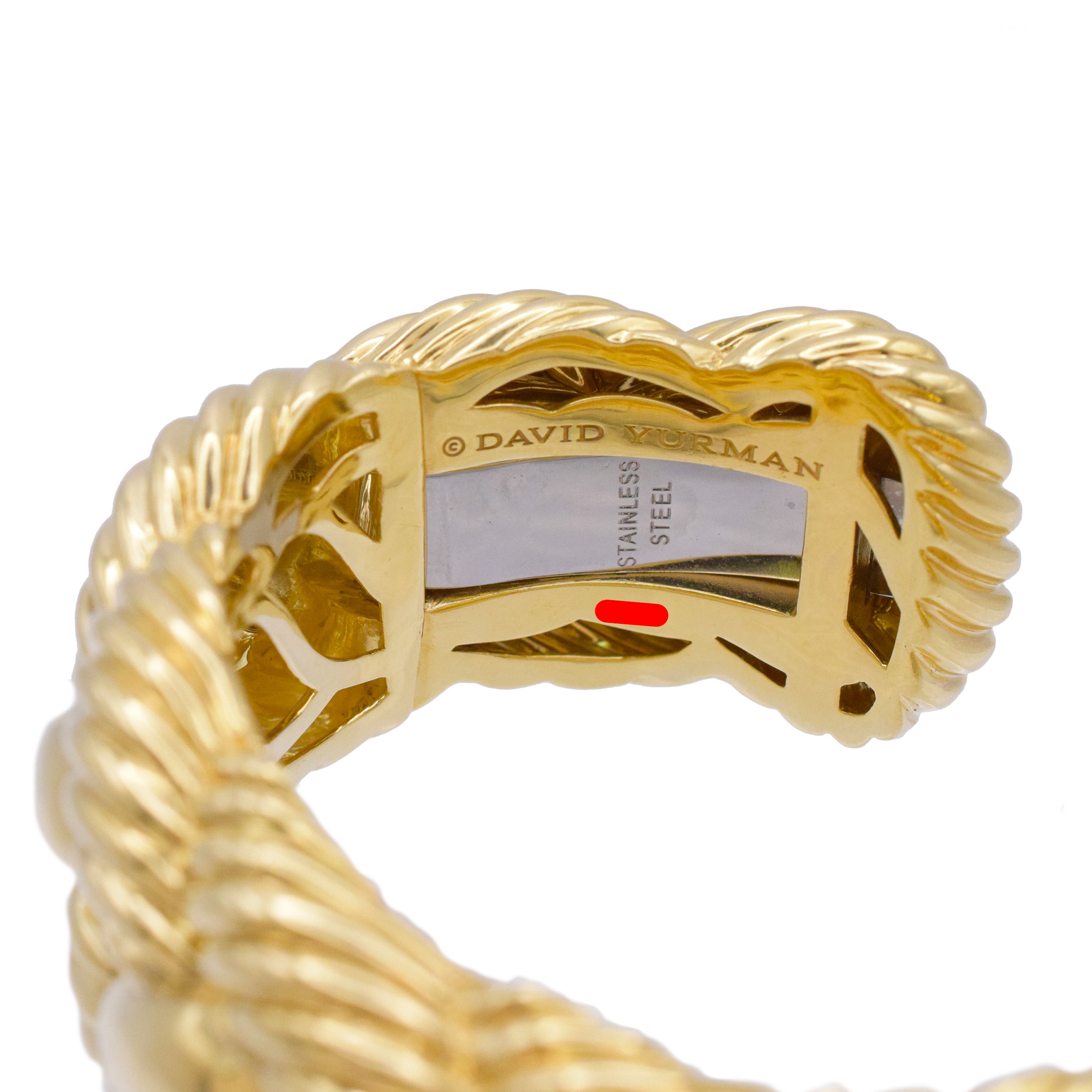 David Yurman 18k Yellow Gold Wide Woven Cable Cuff Bracelet