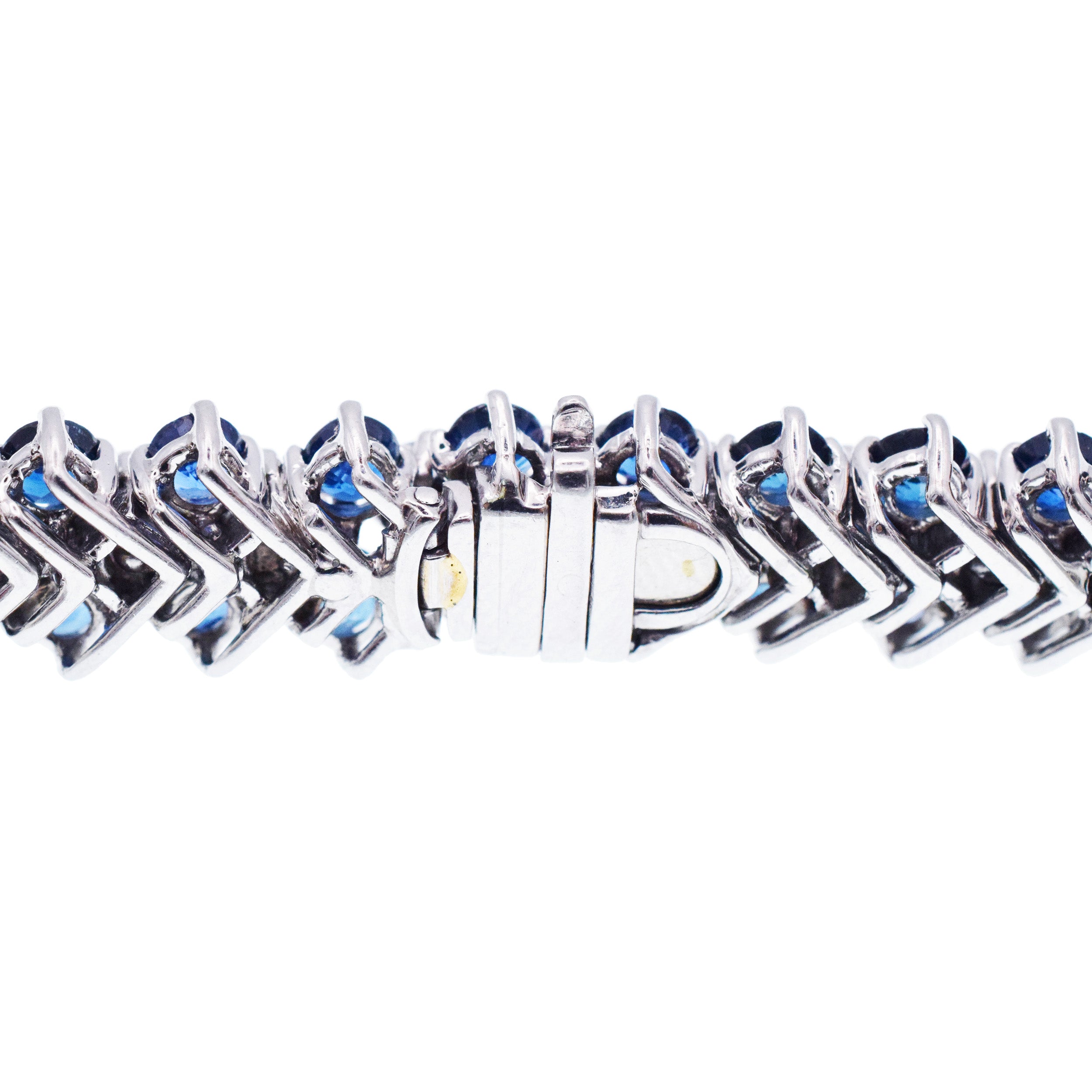 Diamond And Sapphire Three Row Line Bracelet In Platinum