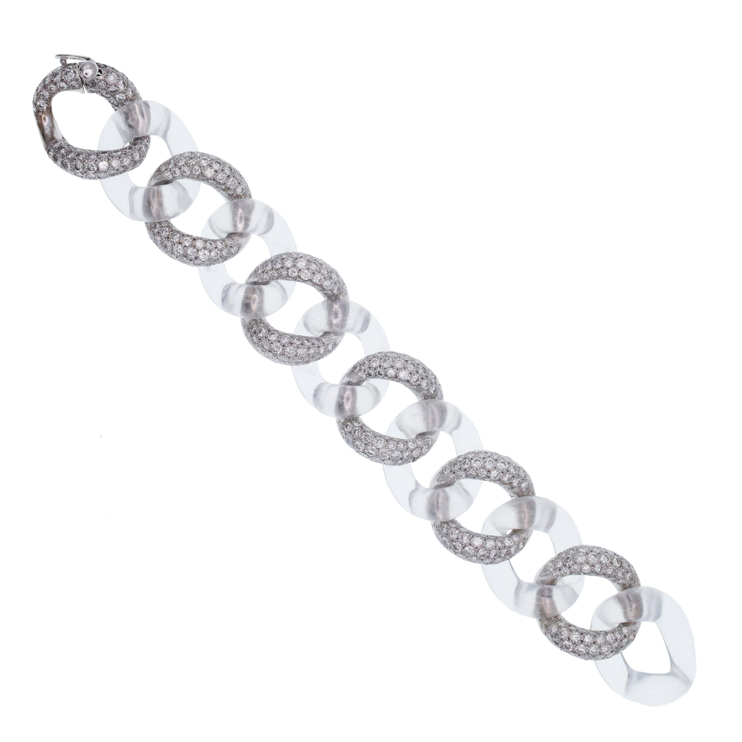 Seaman Schepps Diamond And Rock Crystal Bracelet In 18k White Gold