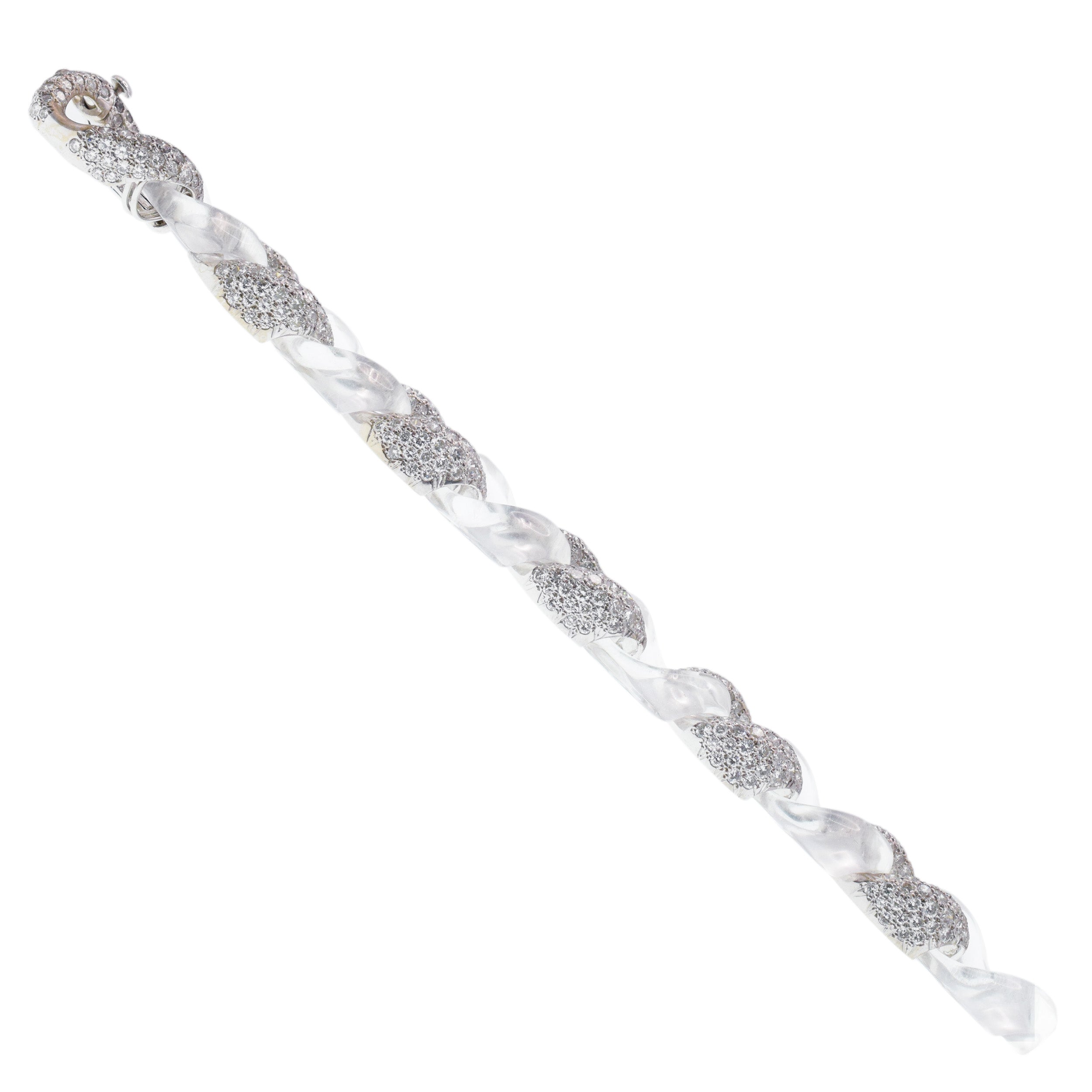Seaman Schepps Diamond And Rock Crystal Bracelet In 18k White Gold