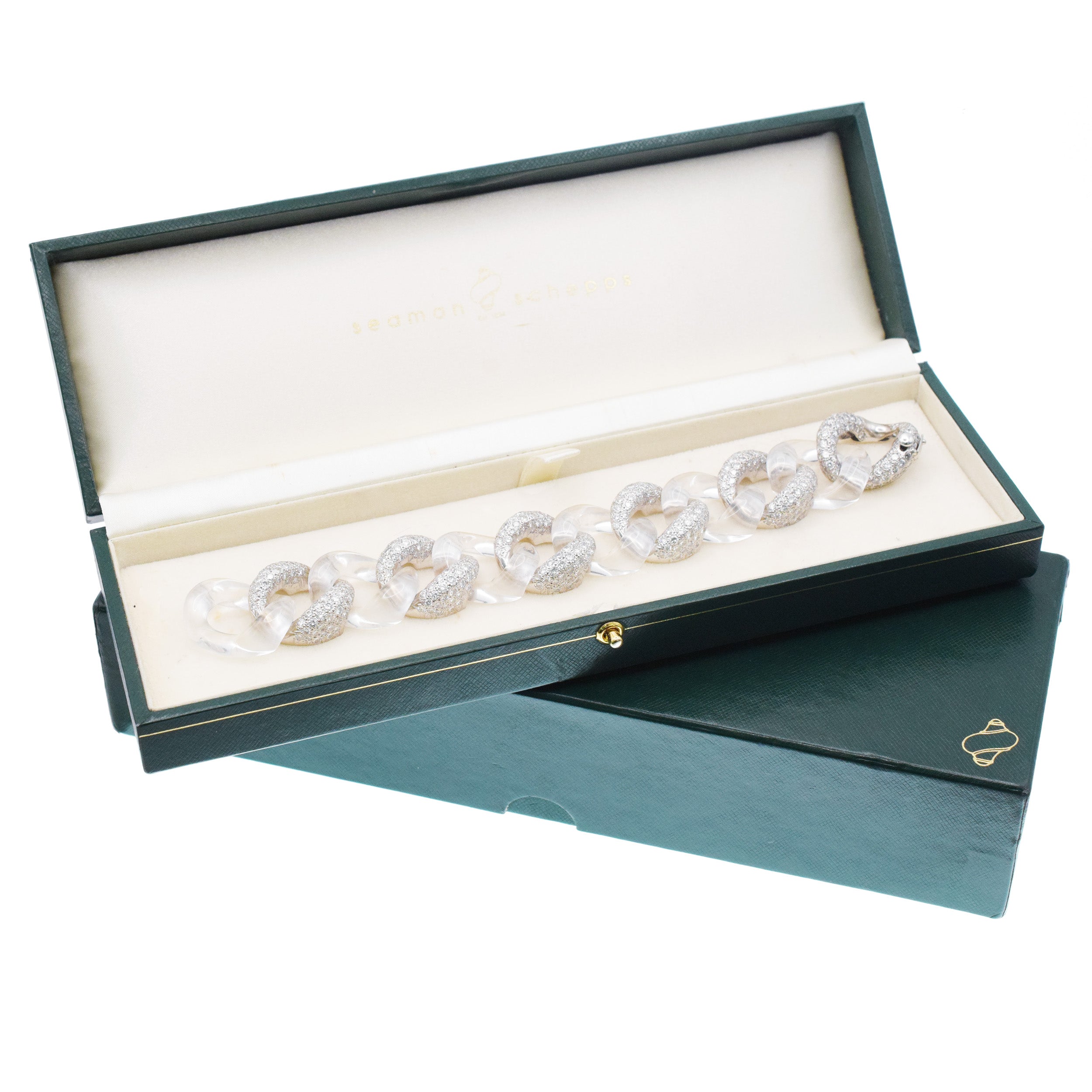 Seaman Schepps Diamond And Rock Crystal Bracelet In 18k White Gold