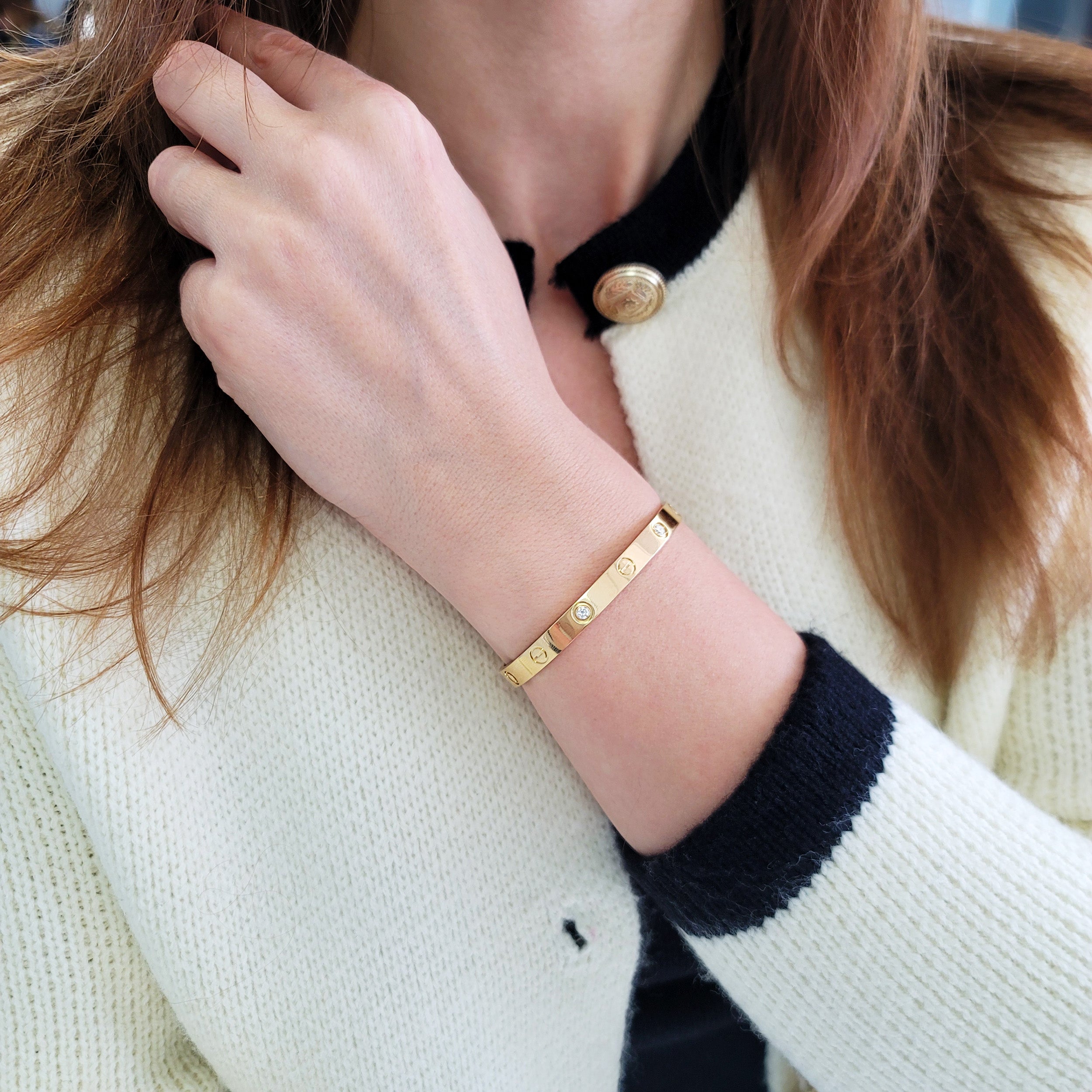 Cartier 4 Diamod Love Bracelet in 18k Yellow Gold