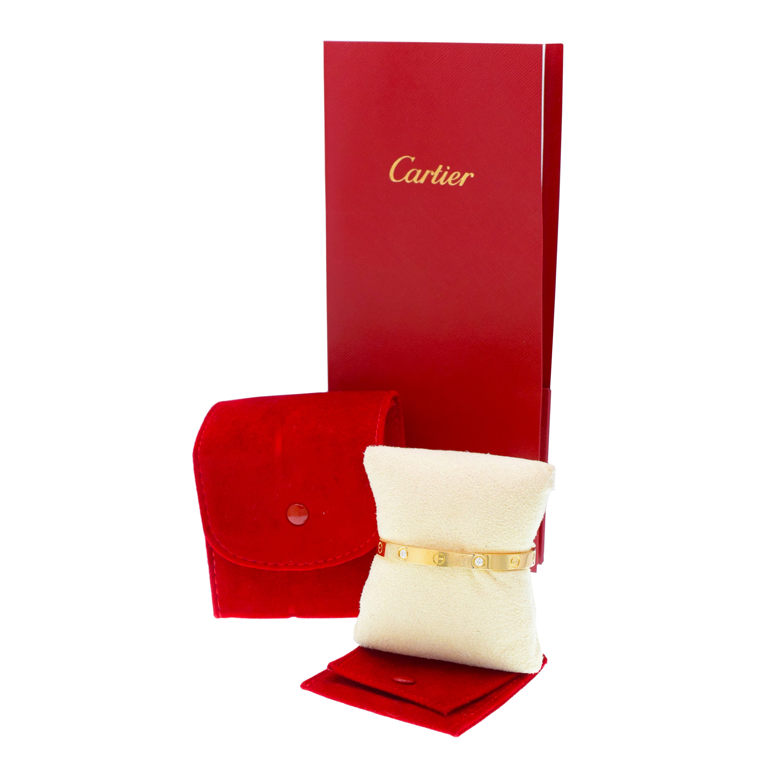 Cartier 4 Diamod Love Bracelet in 18k Yellow Gold