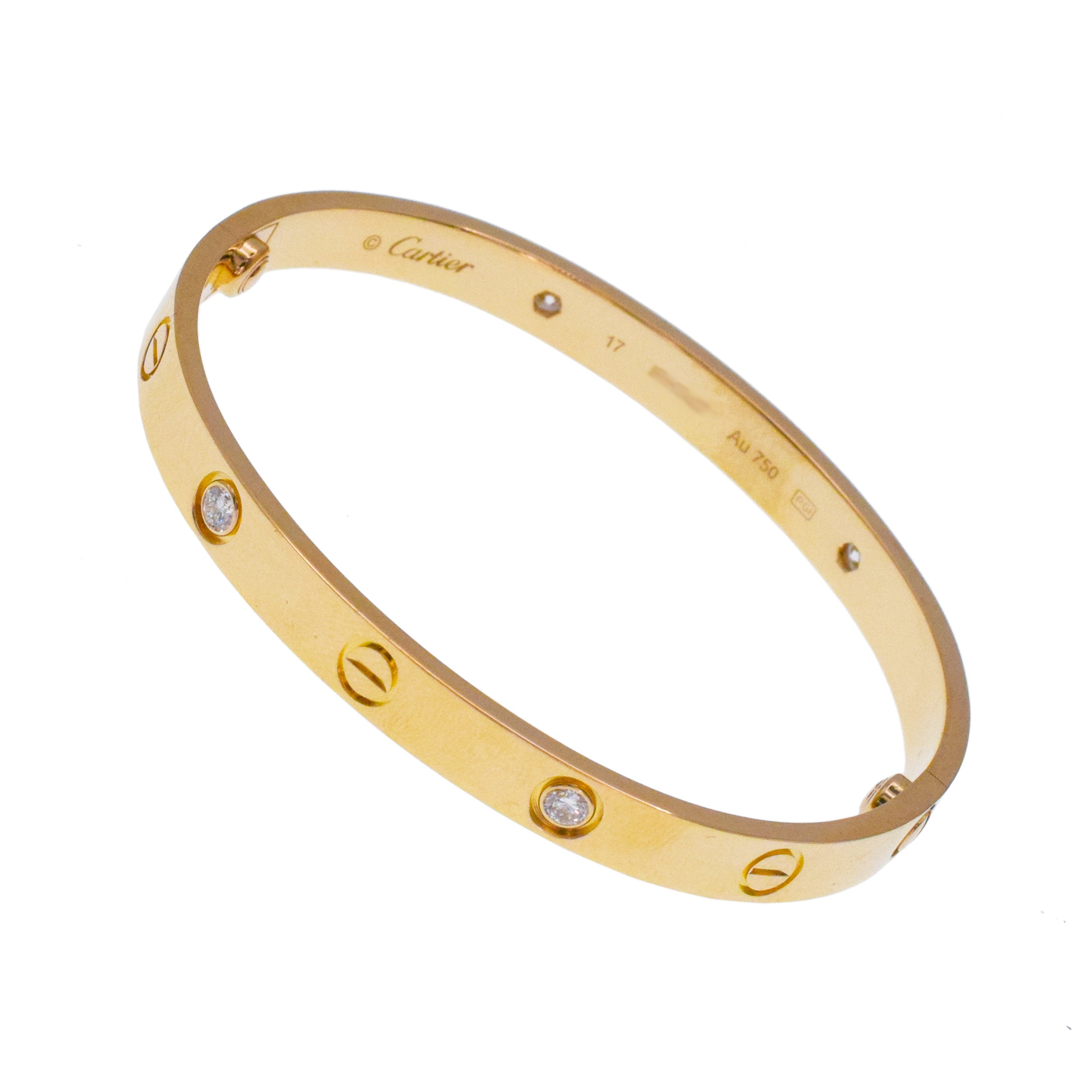 Cartier 4 Diamod Love Bracelet in 18k Yellow Gold
