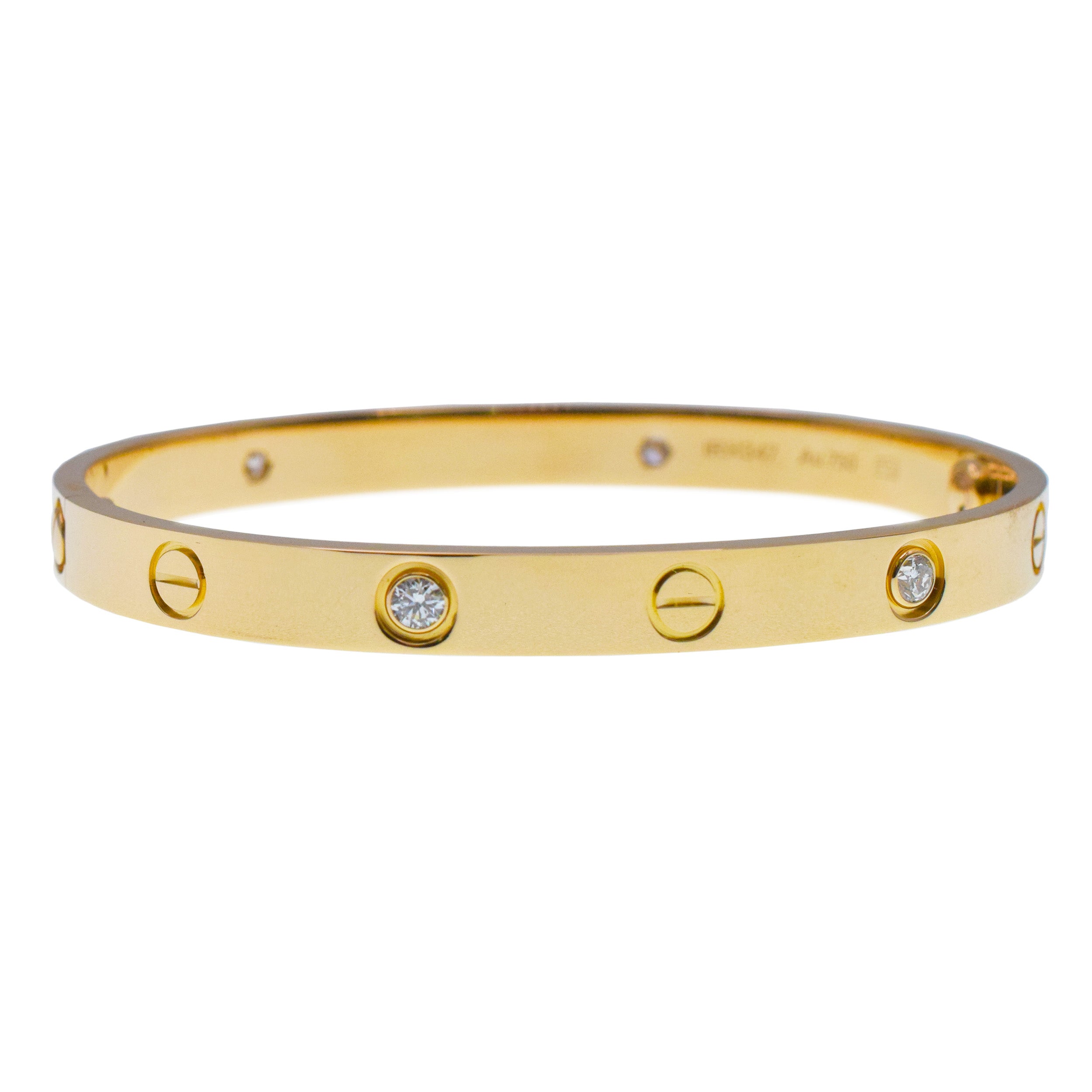 Cartier 4 Diamod Love Bracelet in 18k Yellow Gold