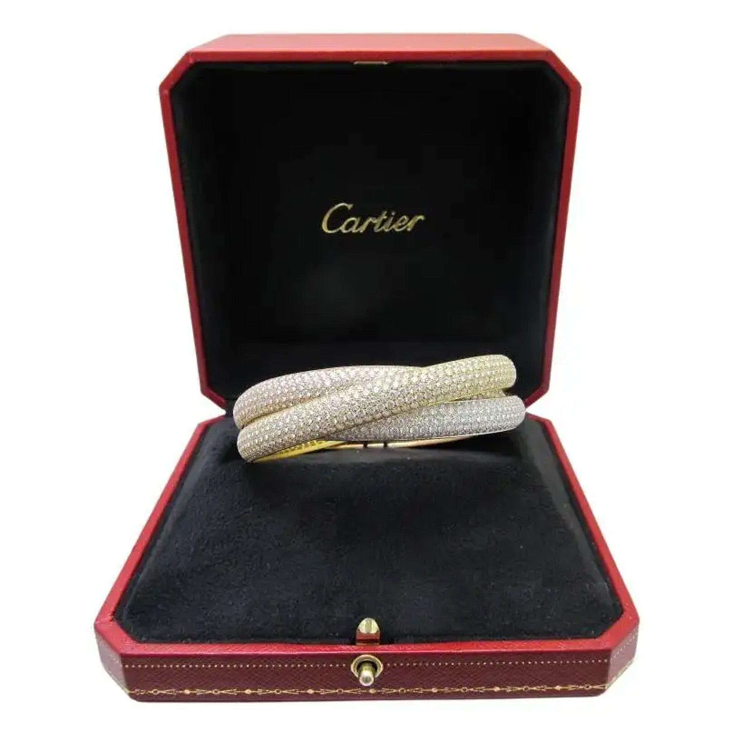 Cartier Diamond 'Trinity' Bangle Bracelet in 18k Tri-Tone Gold
