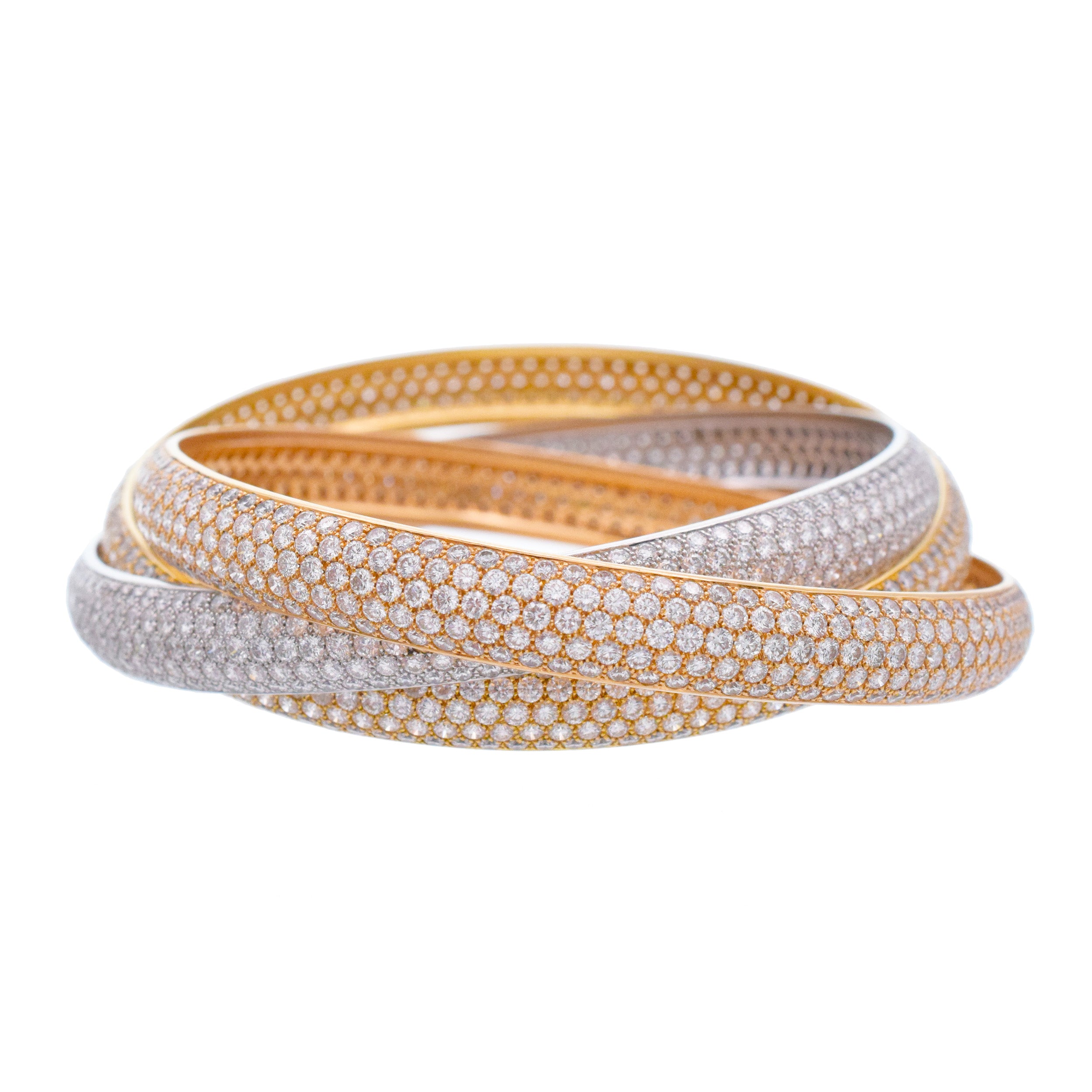 Cartier Diamond 'Trinity' Bangle Bracelet in 18k Tri-Tone Gold