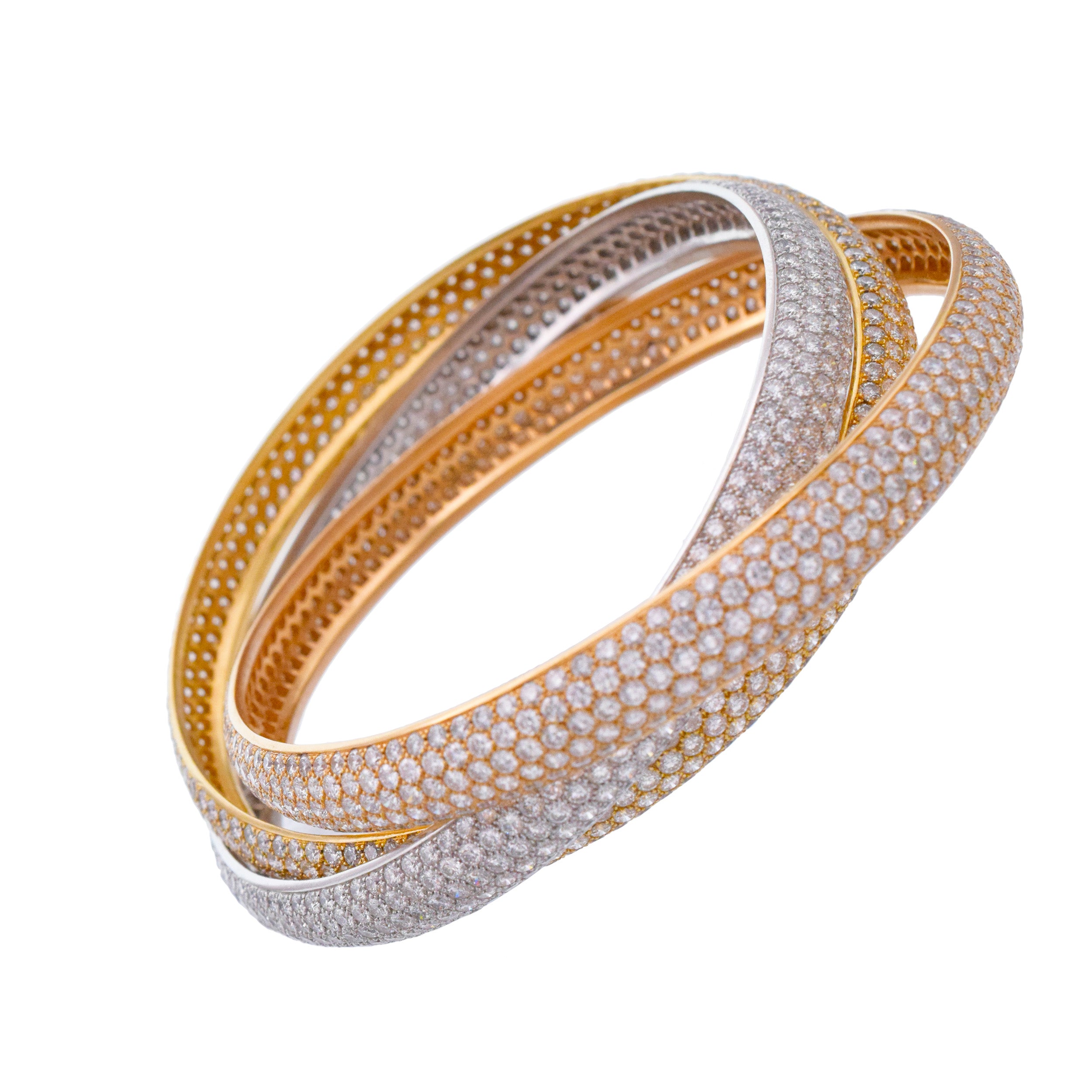 Cartier Diamond 'Trinity' Bangle Bracelet in 18k Tri-Tone Gold