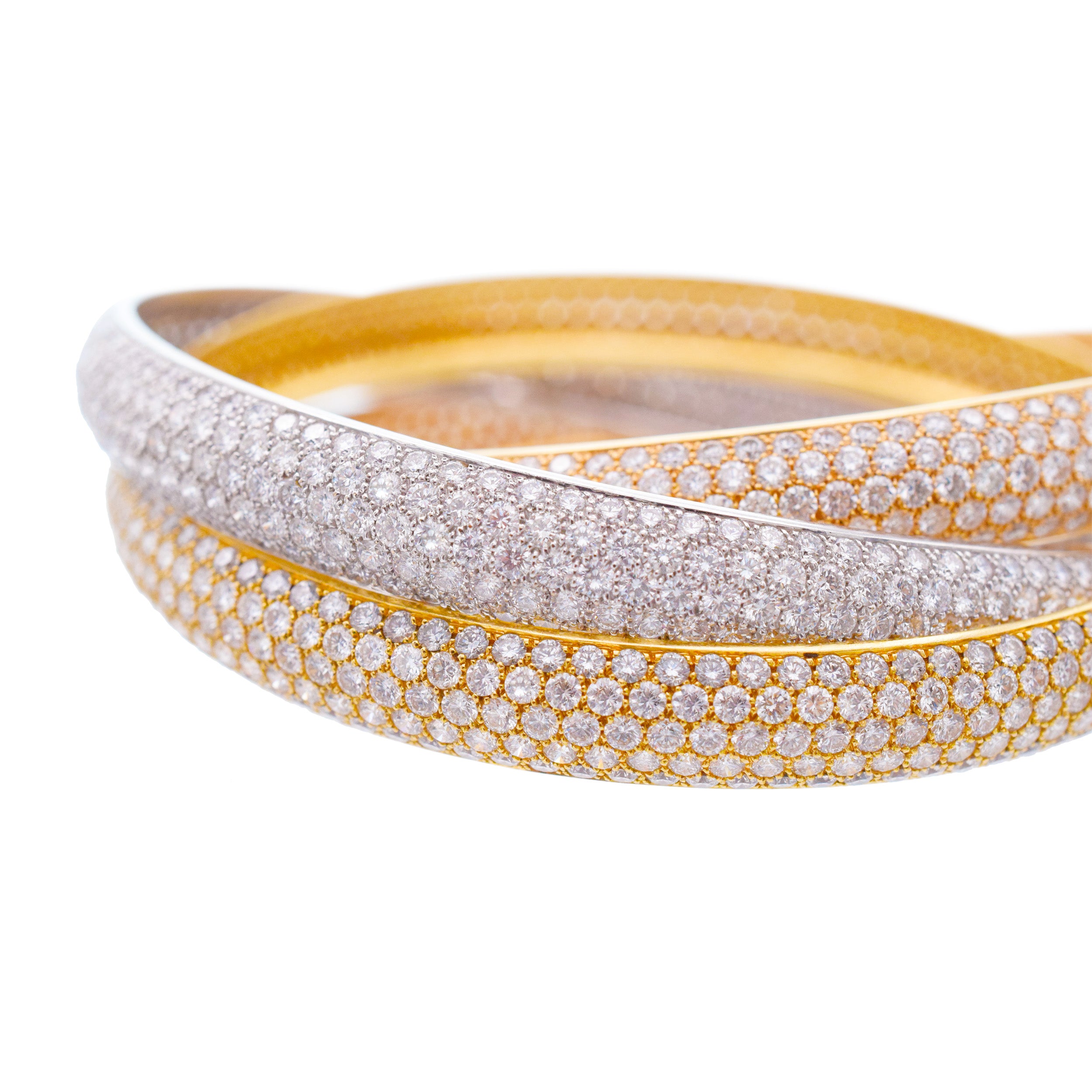 Cartier Diamond 'Trinity' Bangle Bracelet in 18k Tri-Tone Gold