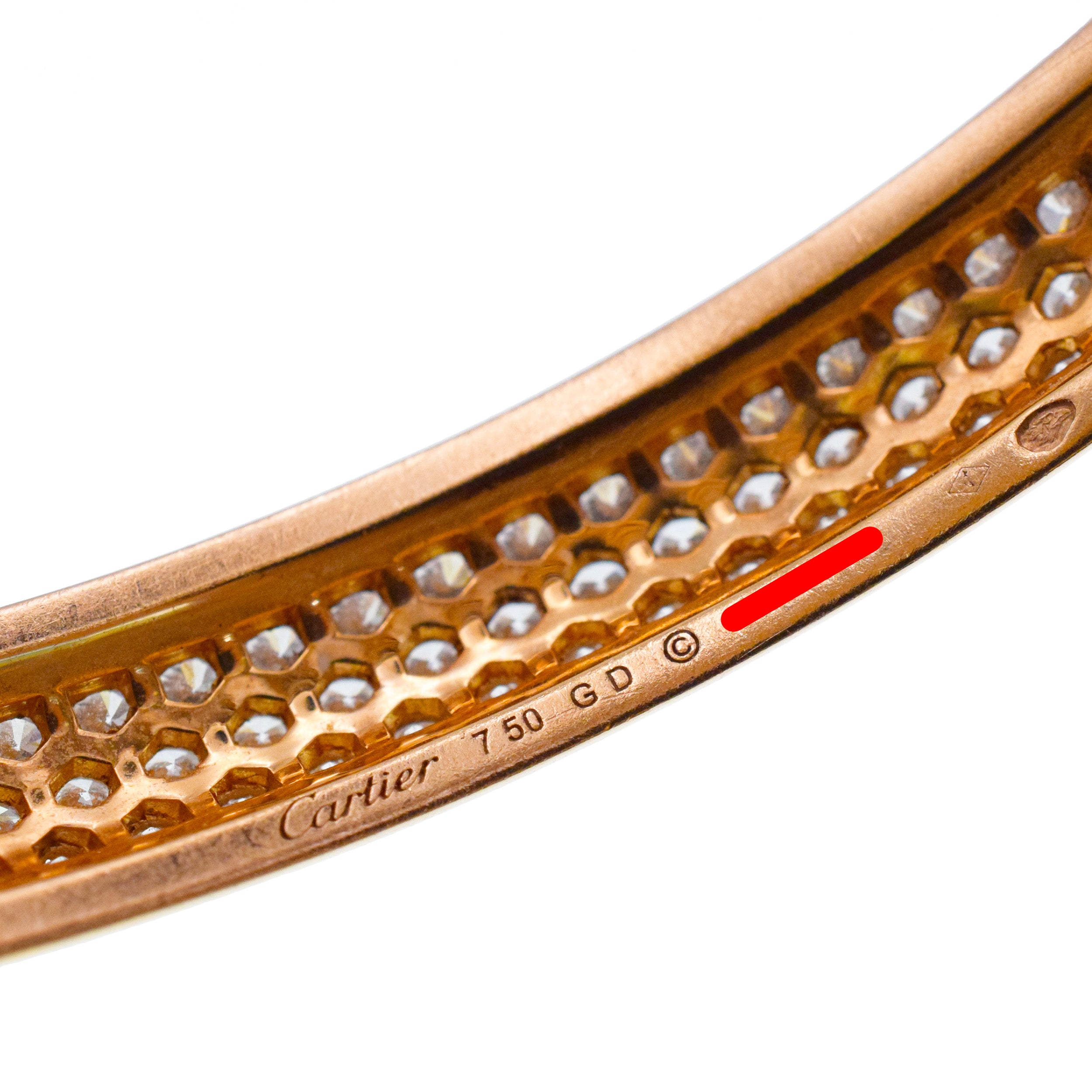 Cartier Diamond 'Trinity' Bangle Bracelet in 18k Tri-Tone Gold