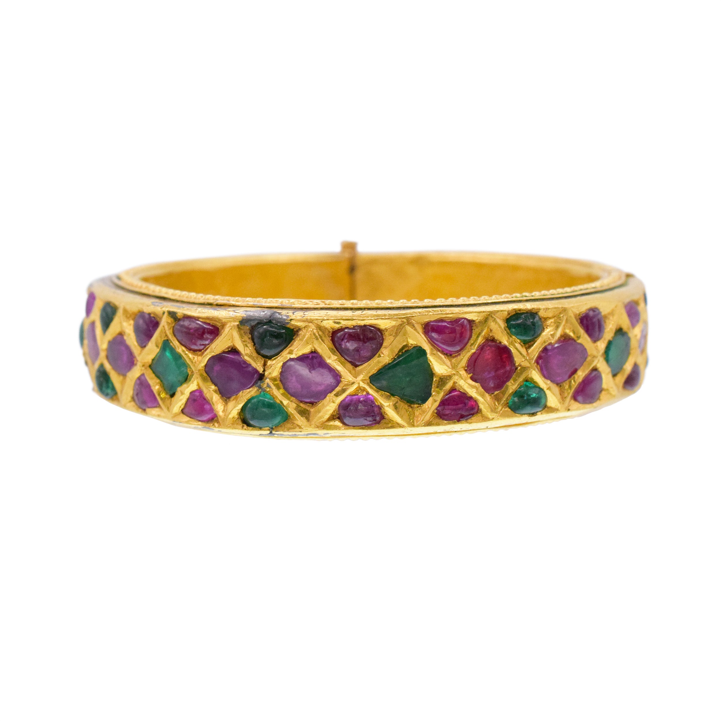 Van Cleef & Arpels Mogul Cut Ruby And Emerald Bracelet In 18k Yellow Gold