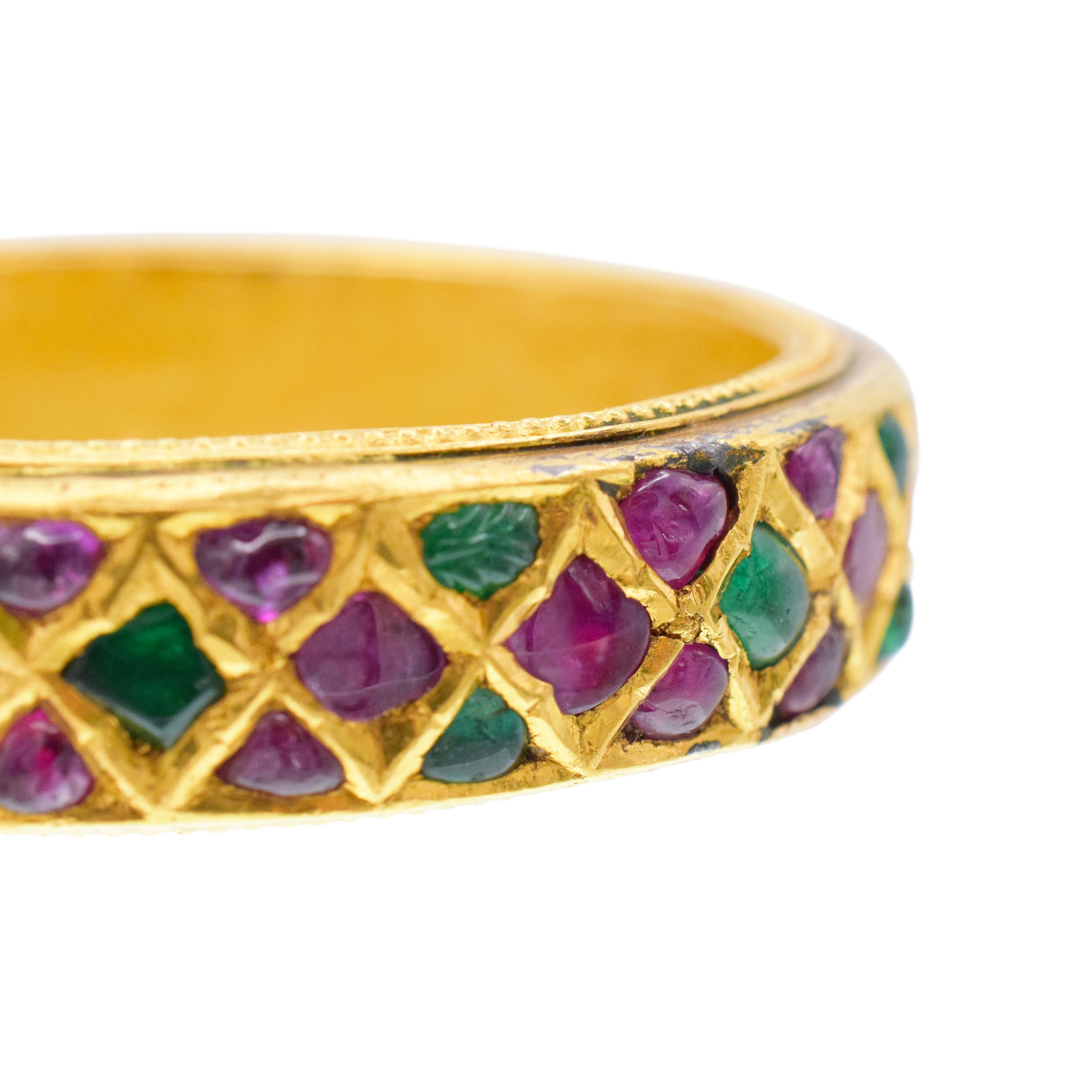 Van Cleef & Arpels Mogul Cut Ruby And Emerald Bracelet In 18k Yellow Gold