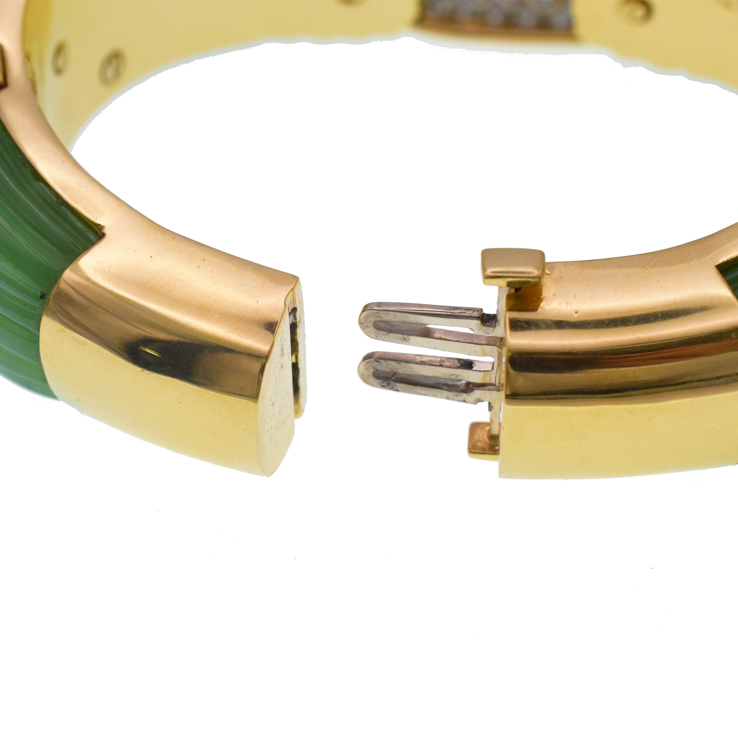 David Webb Nephrite Double Headed 'Chimera' Bracelet In 18k Yellow Gold And Platinum