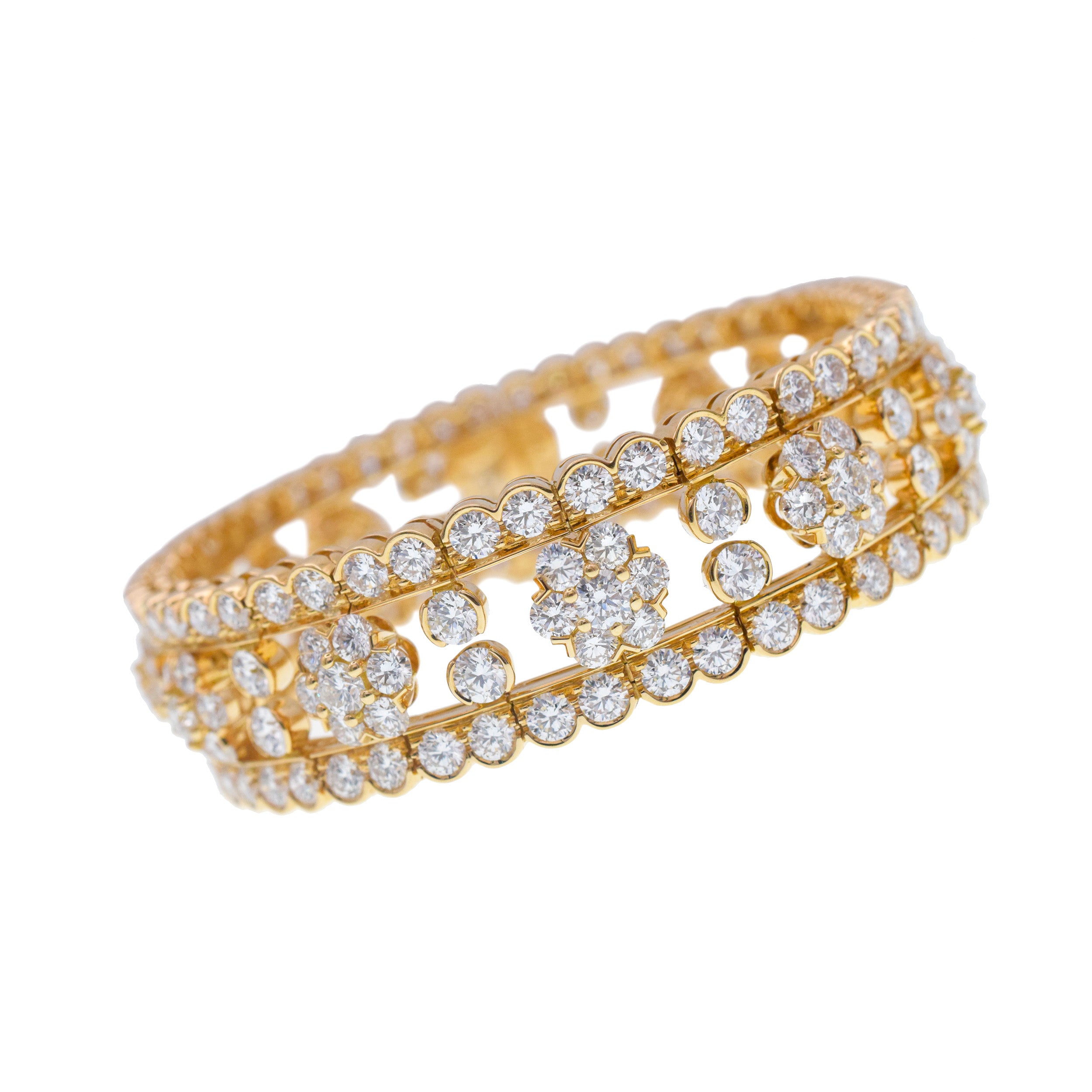 Van Cleef & Arpels 'Snowflake' Diamond Bracelet In 18k Yellow Gold