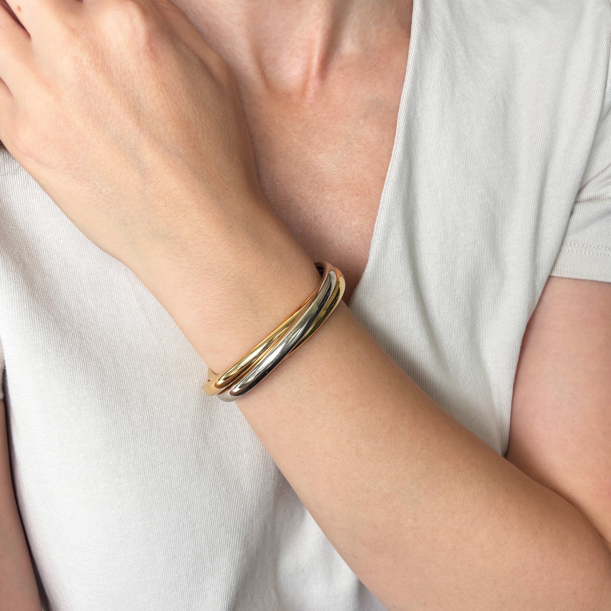 Cartier 'Trinity' 18k Tri-Tone Gold Cuff Bracelet