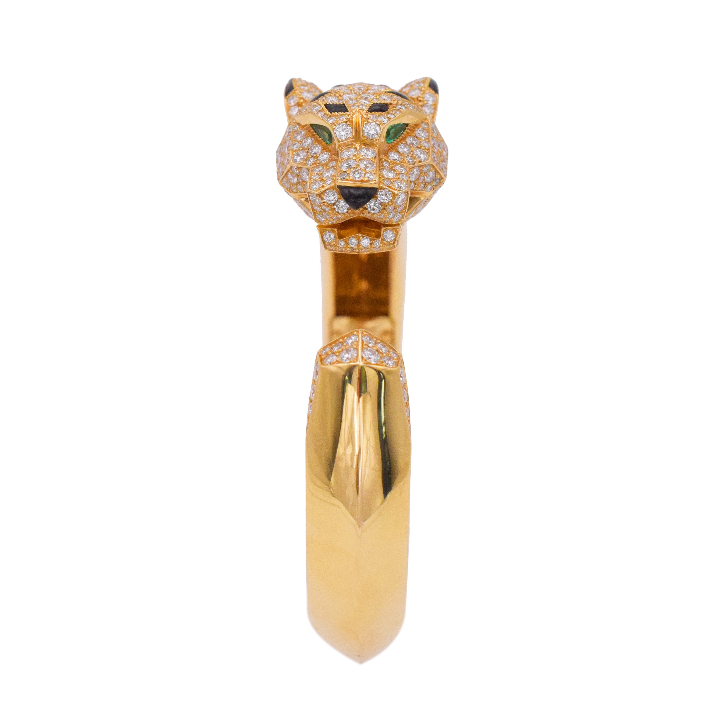 Cartier 'Panthere' Diamond, Emerald And Onyx Cuff Bracelet In 18k Yellow Gold