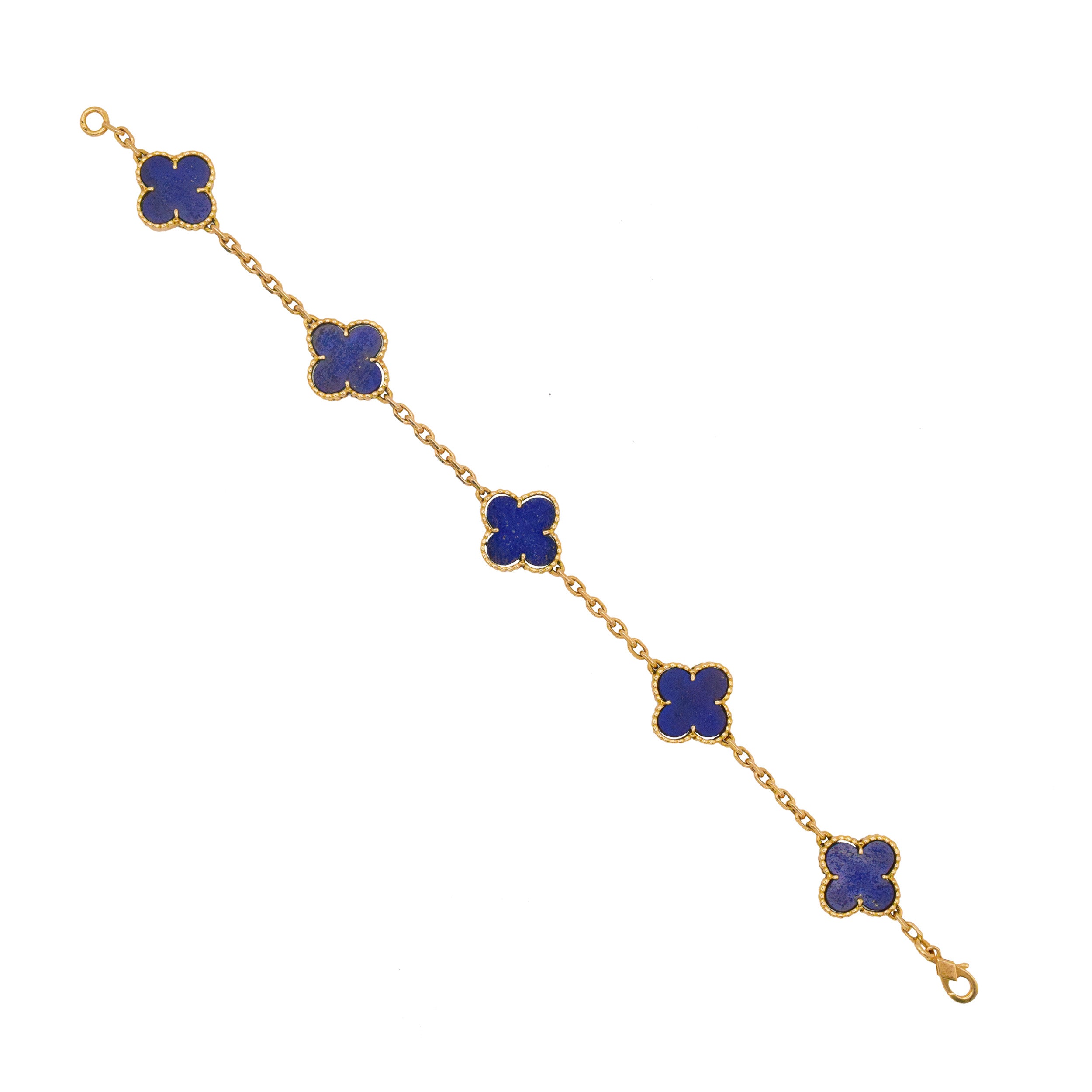 Van Cleef & Arpels Lapis Lazuli Vintage Alhambra Bracelet In 18k Yelow Gold