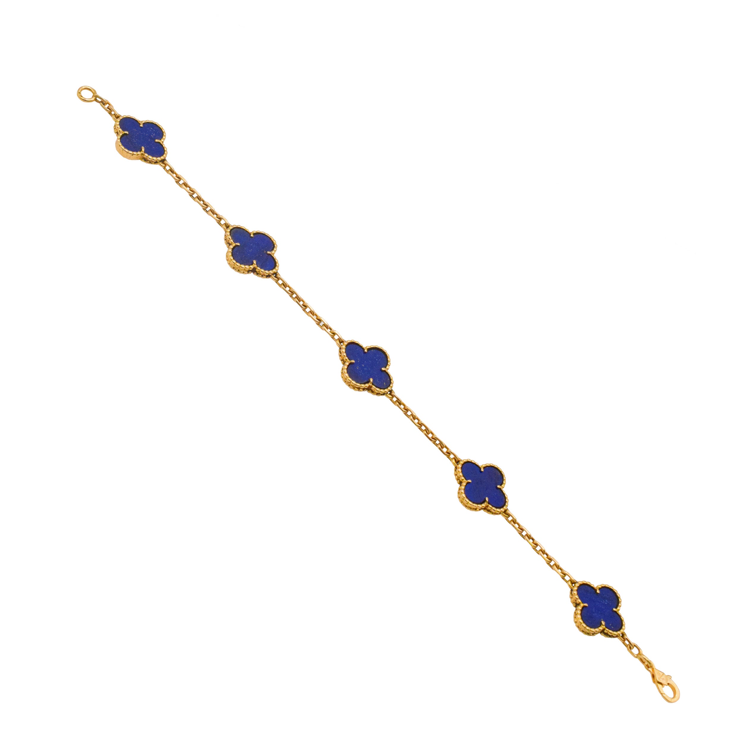 Van Cleef & Arpels Lapis Lazuli Vintage Alhambra Bracelet In 18k Yelow Gold