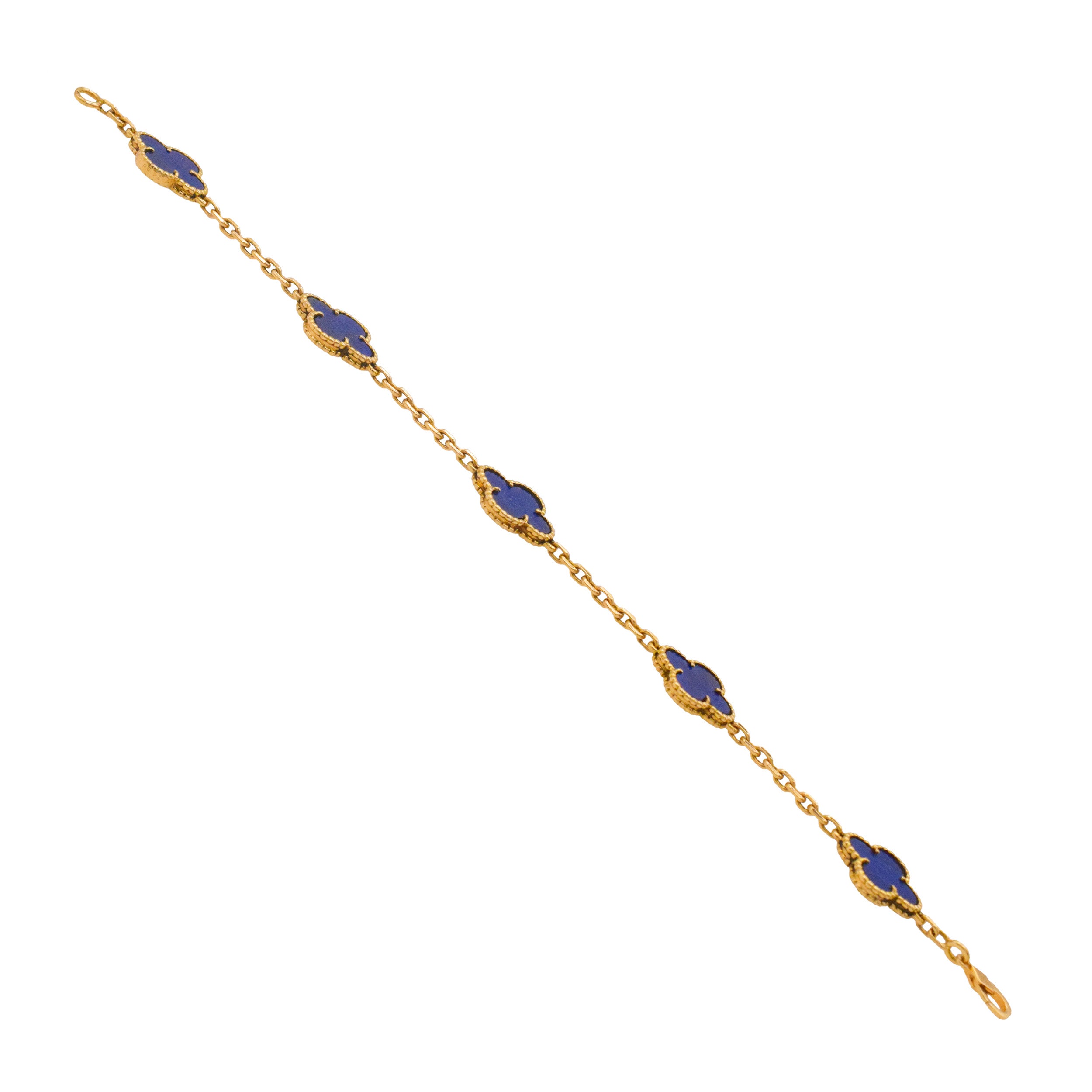 Van Cleef & Arpels Lapis Lazuli Vintage Alhambra Bracelet In 18k Yelow Gold