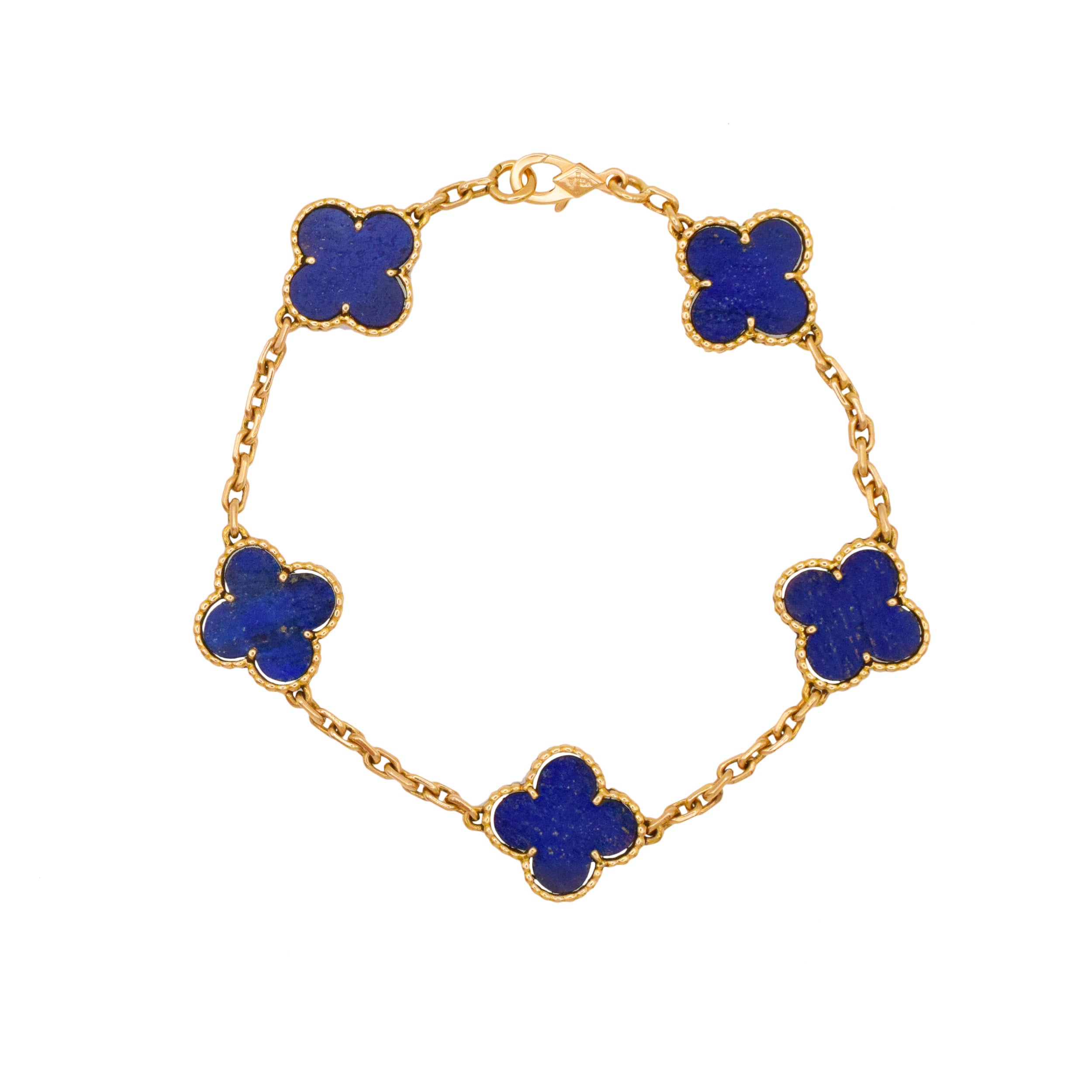 Van Cleef & Arpels Lapis Lazuli Vintage Alhambra Bracelet In 18k Yelow Gold