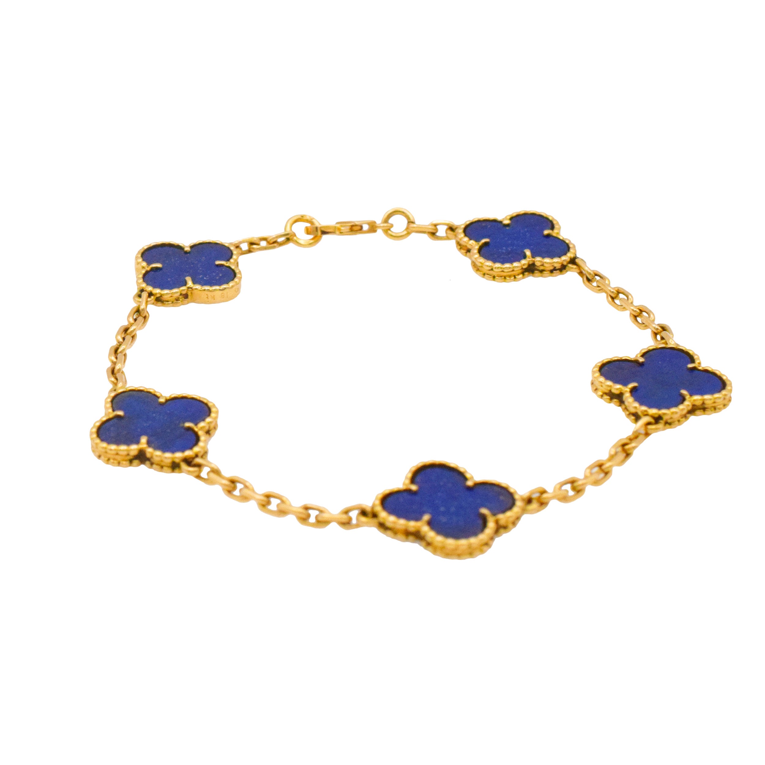 Van Cleef & Arpels Lapis Lazuli Vintage Alhambra Bracelet In 18k Yelow Gold