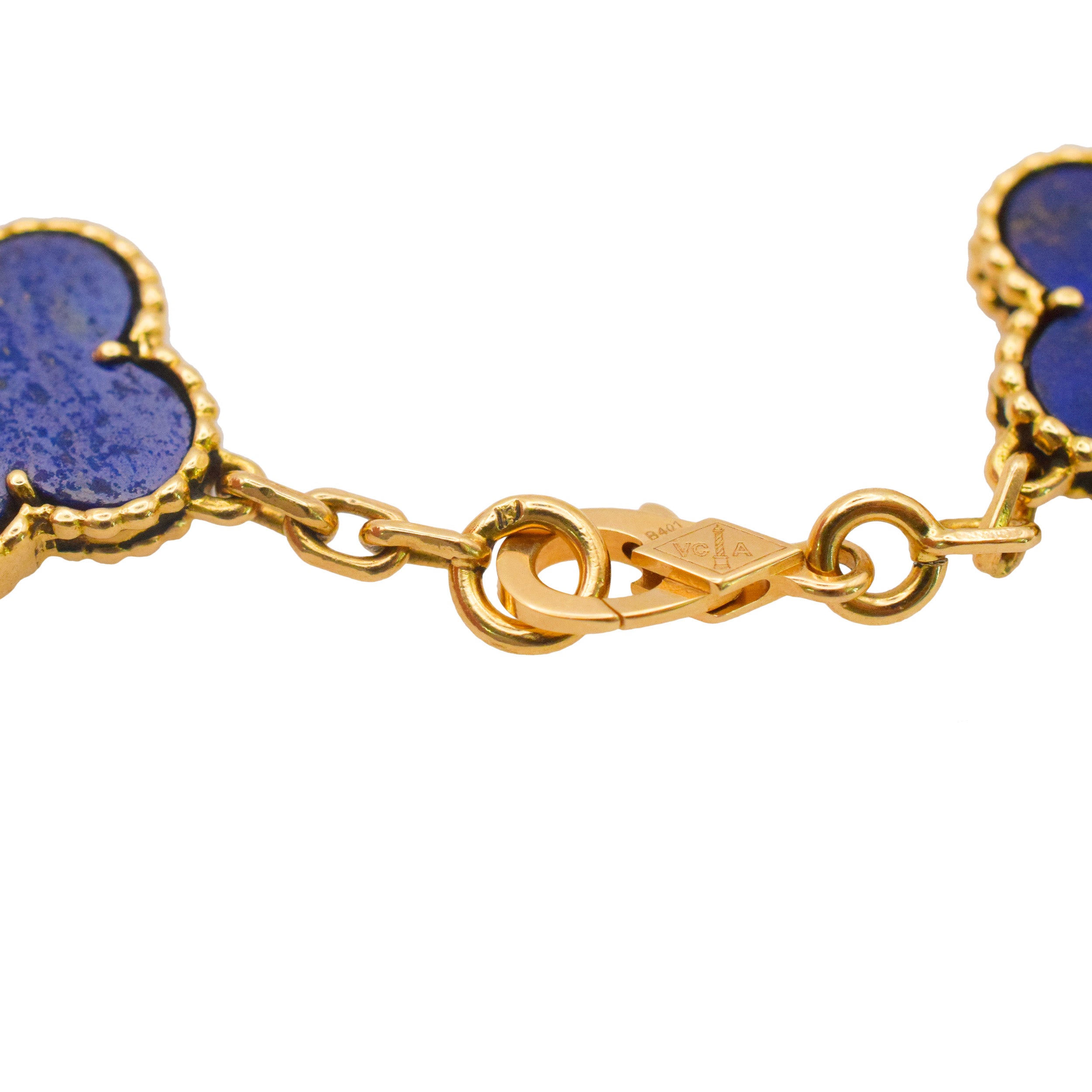 Van Cleef & Arpels Lapis Lazuli Vintage Alhambra Bracelet In 18k Yelow Gold