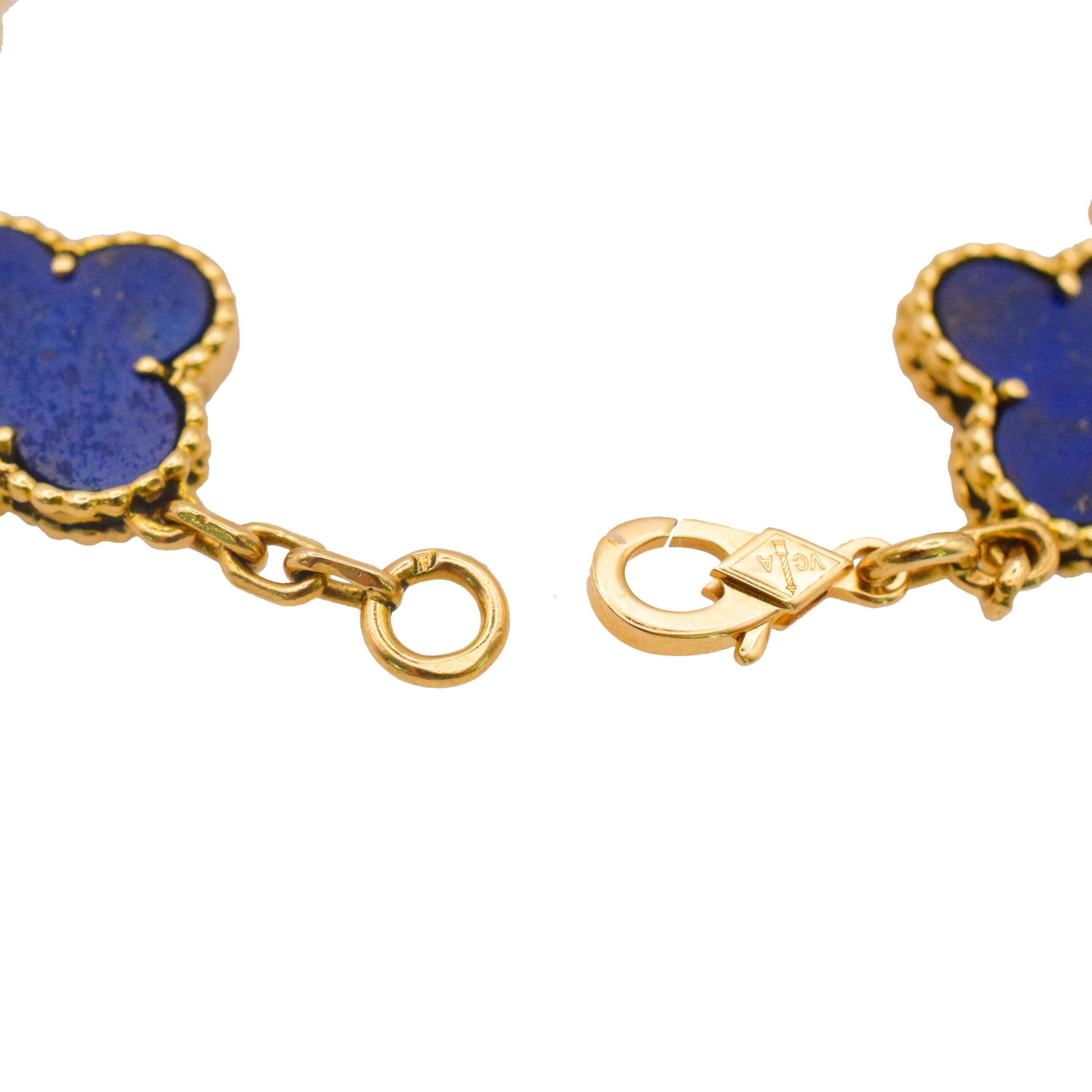 Van Cleef & Arpels Lapis Lazuli Vintage Alhambra Bracelet In 18k Yelow Gold