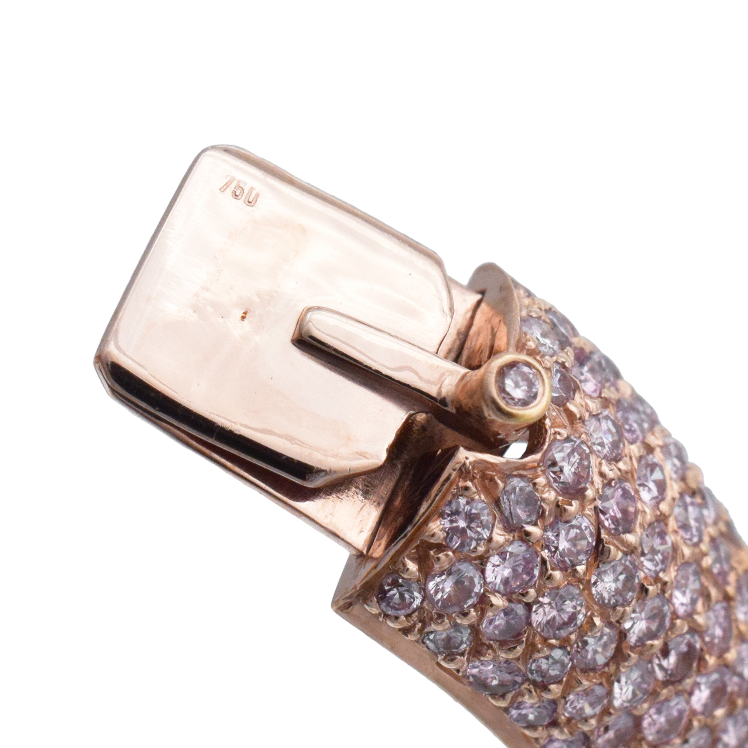 Graff Pink and White Diamond Bangle Bracelet In Tri-Tone Gold