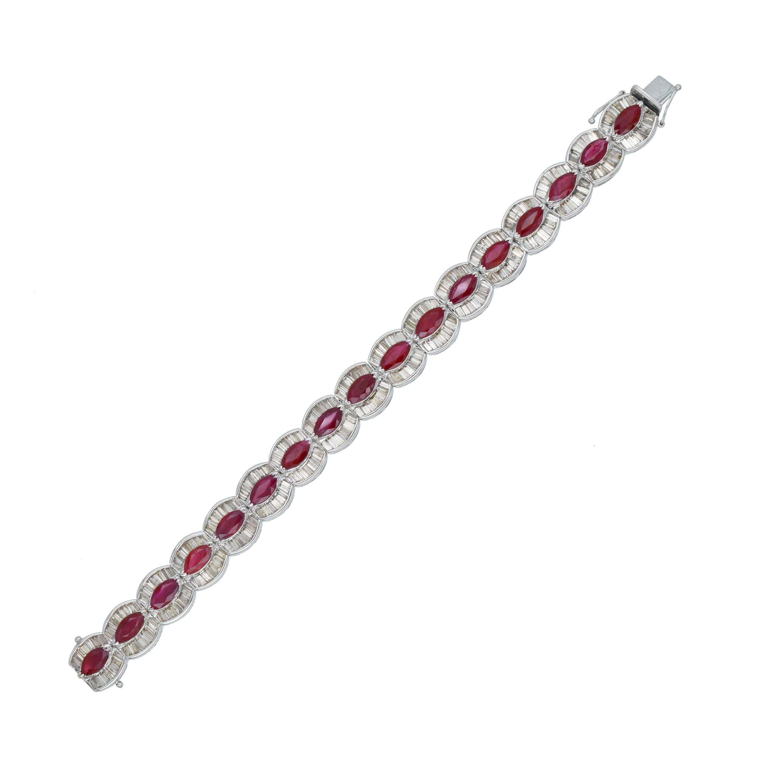 Ruby And Diamond Bracelet In 18k White Gold