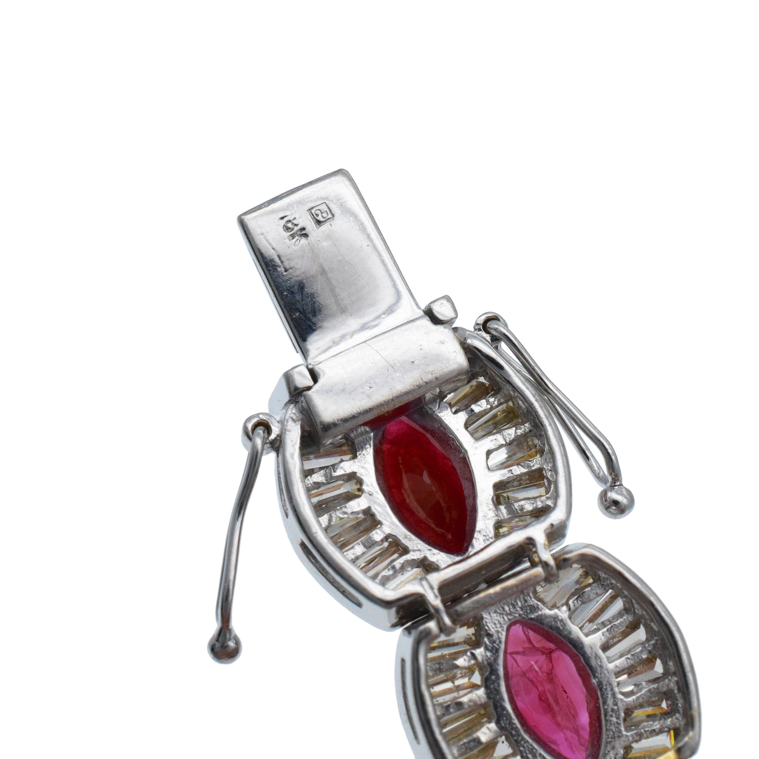 Ruby And Diamond Bracelet In 18k White Gold