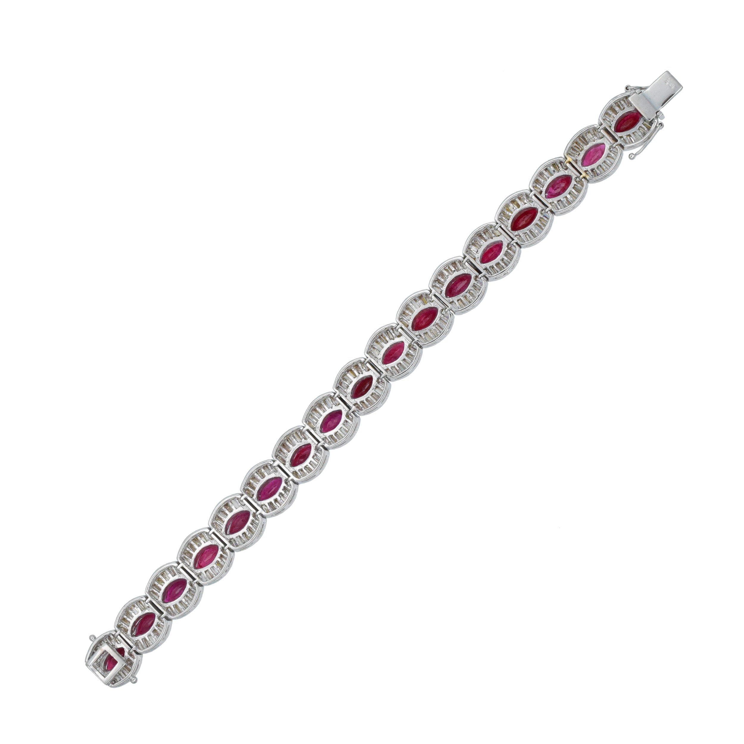 Ruby And Diamond Bracelet In 18k White Gold