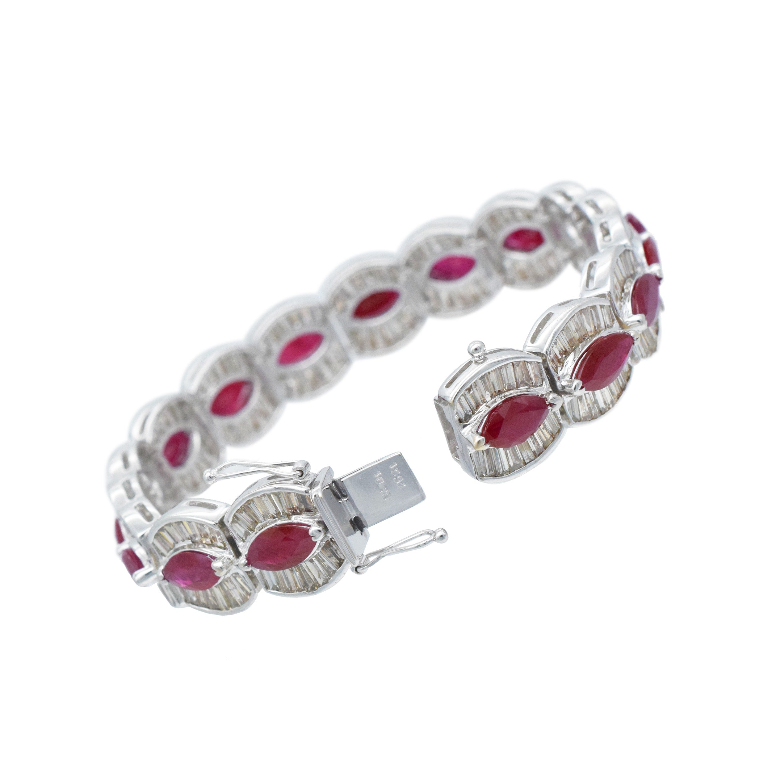Ruby And Diamond Bracelet In 18k White Gold