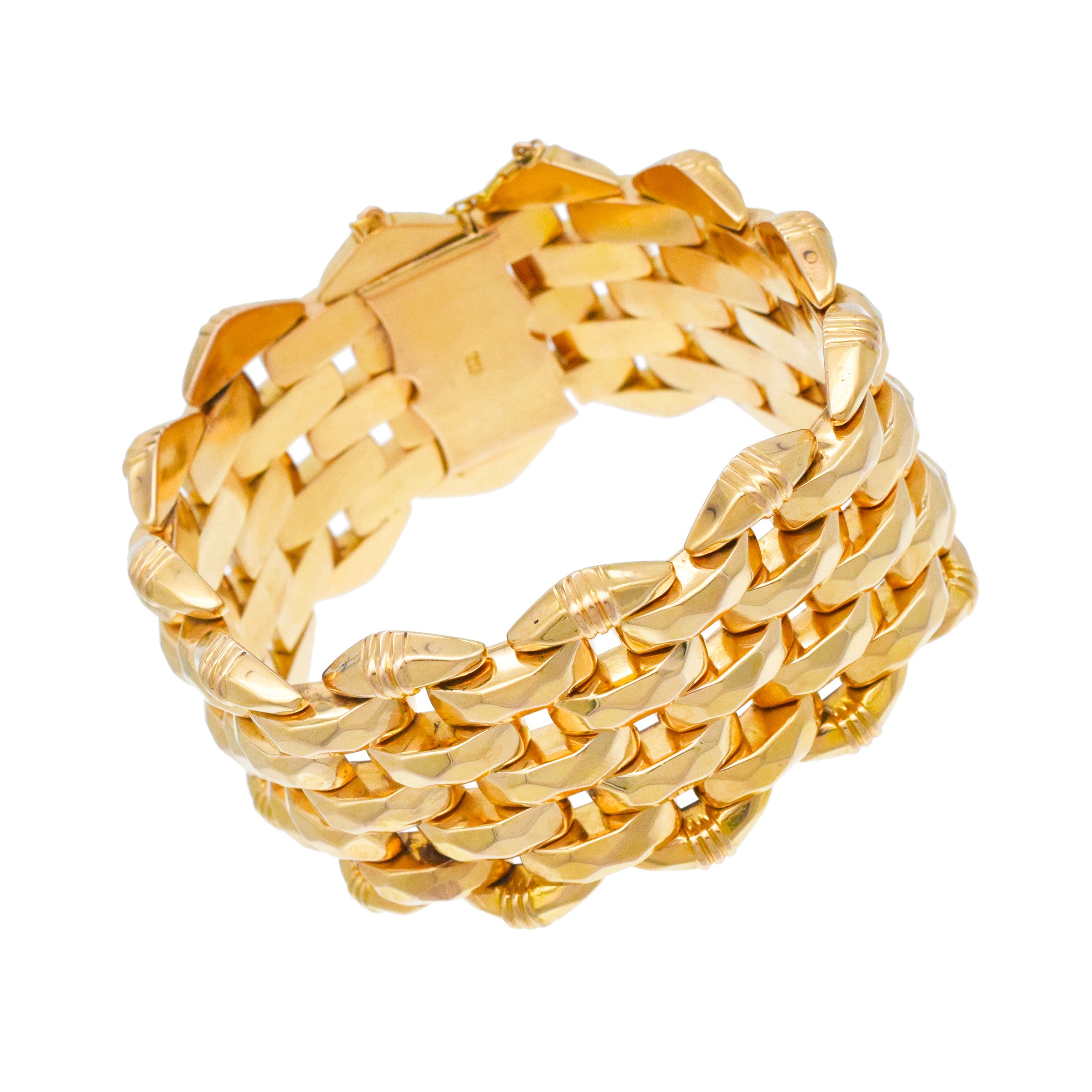 Art Deco 18k Rose Gold Wide Multi Row Bracelet