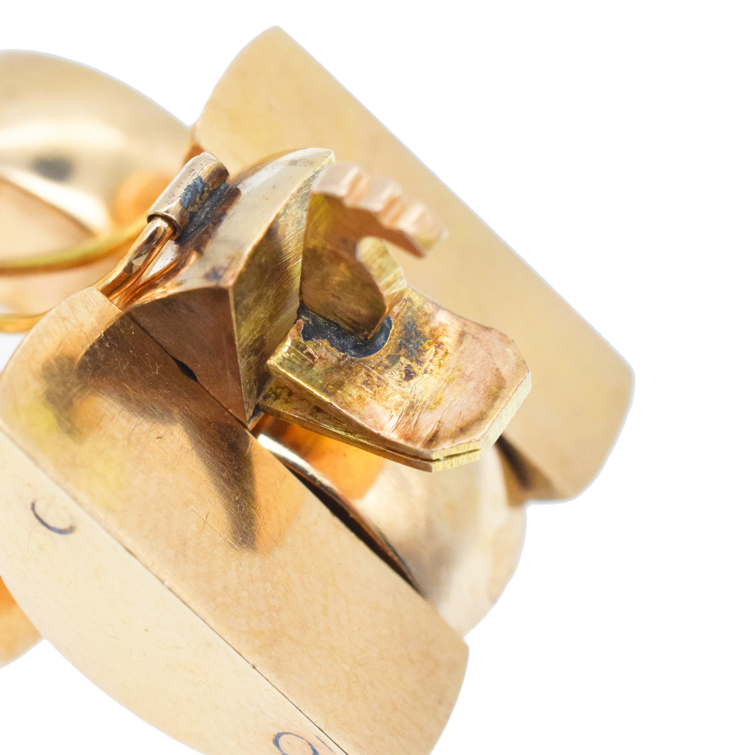 Three Row Large Panther Link Style Bracelet In 14k Yellow Gold