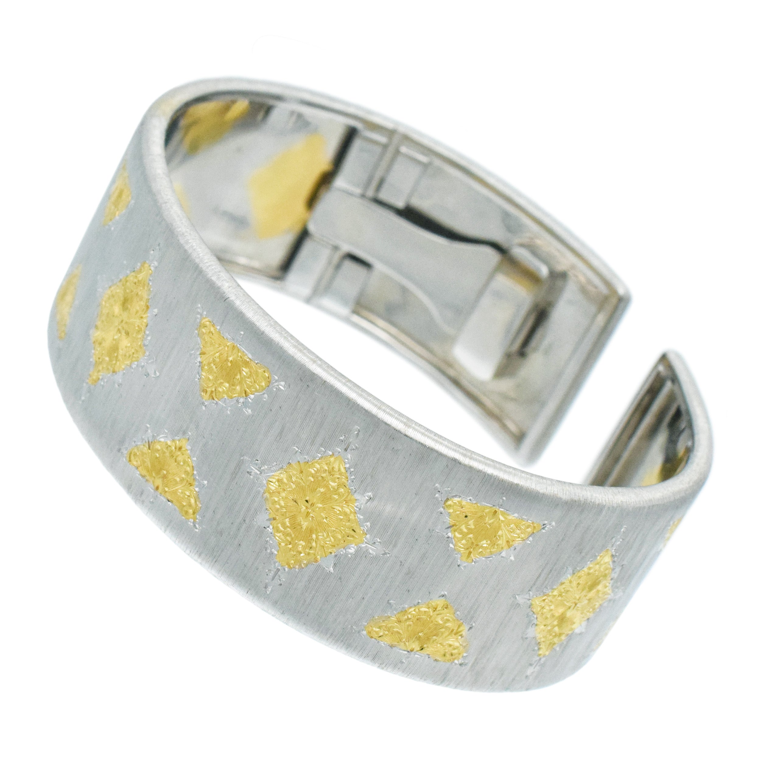 Brushed 18k Two Tone Gold Cuff Bracelet