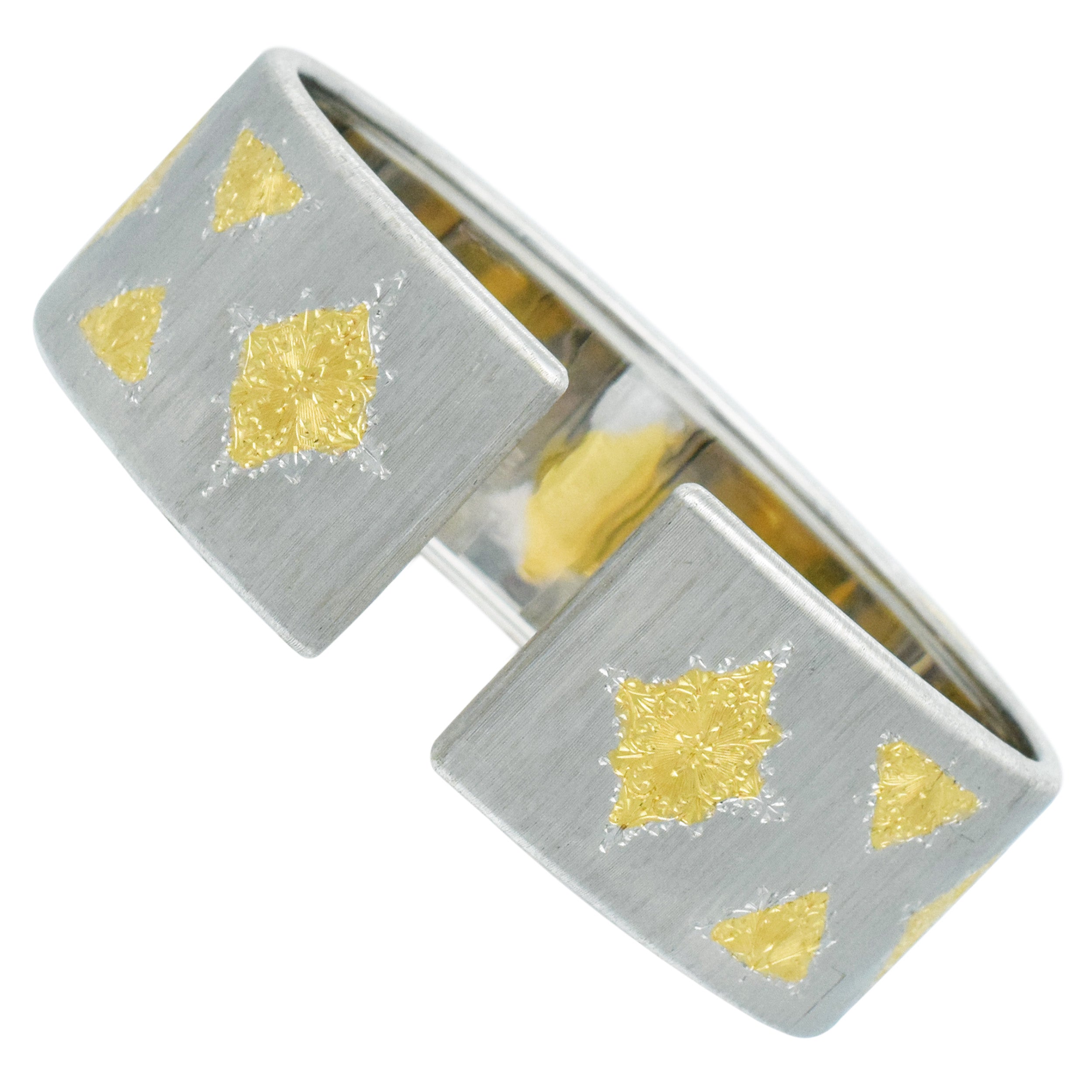 Brushed 18k Two Tone Gold Cuff Bracelet