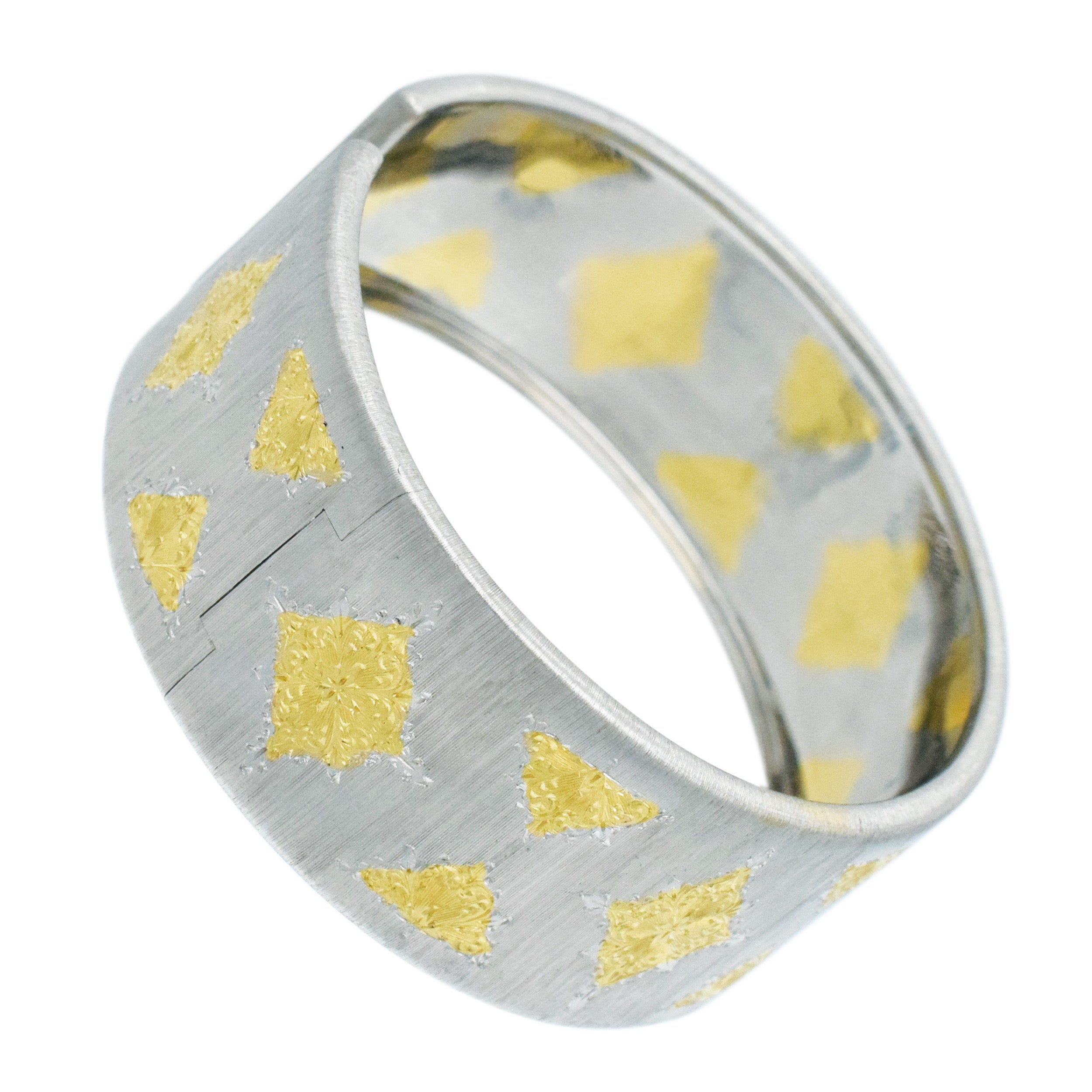 Brushed 18k Two Tone Gold Cuff Bracelet