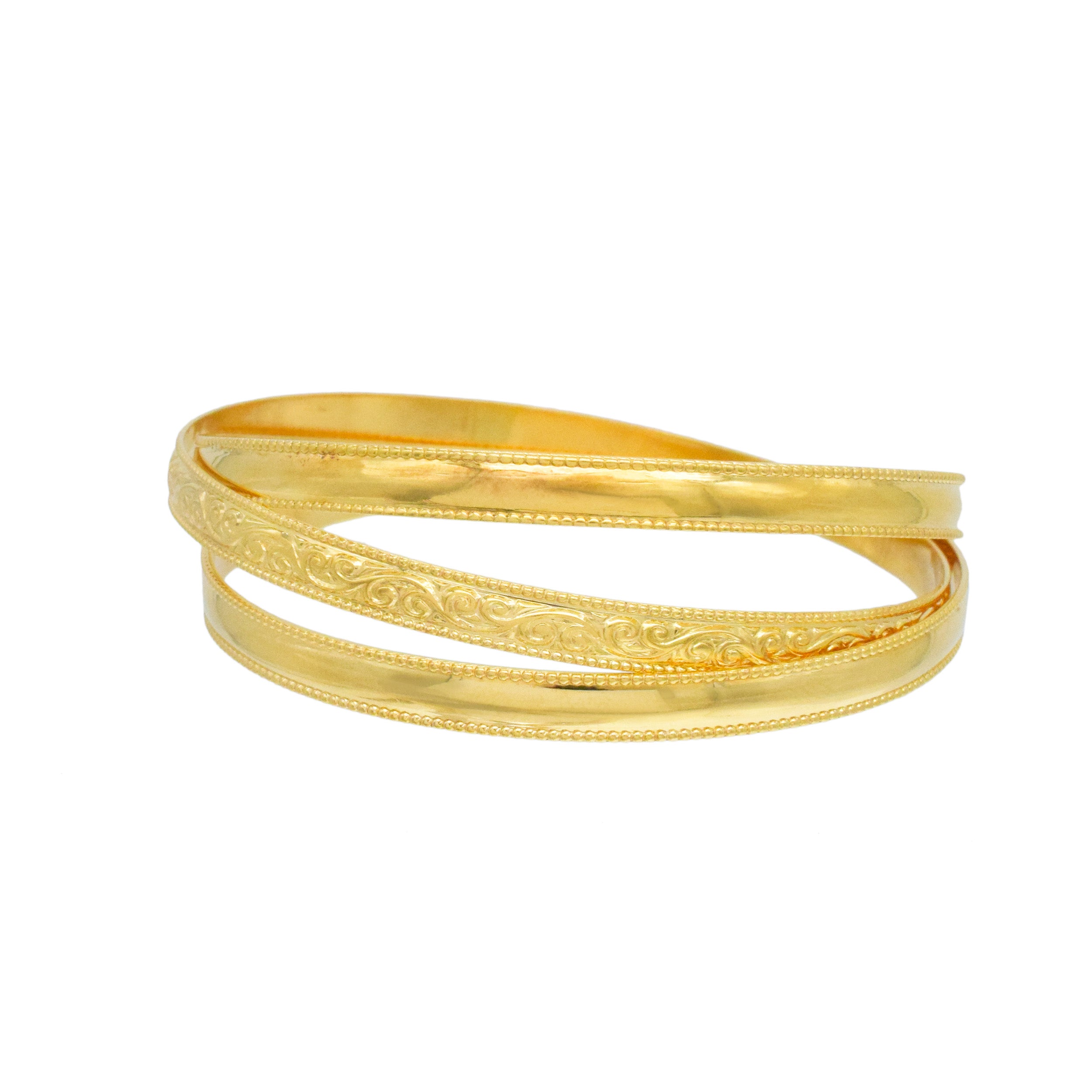 Set Of Three 18k Yellow Gold Bangle Bracelets