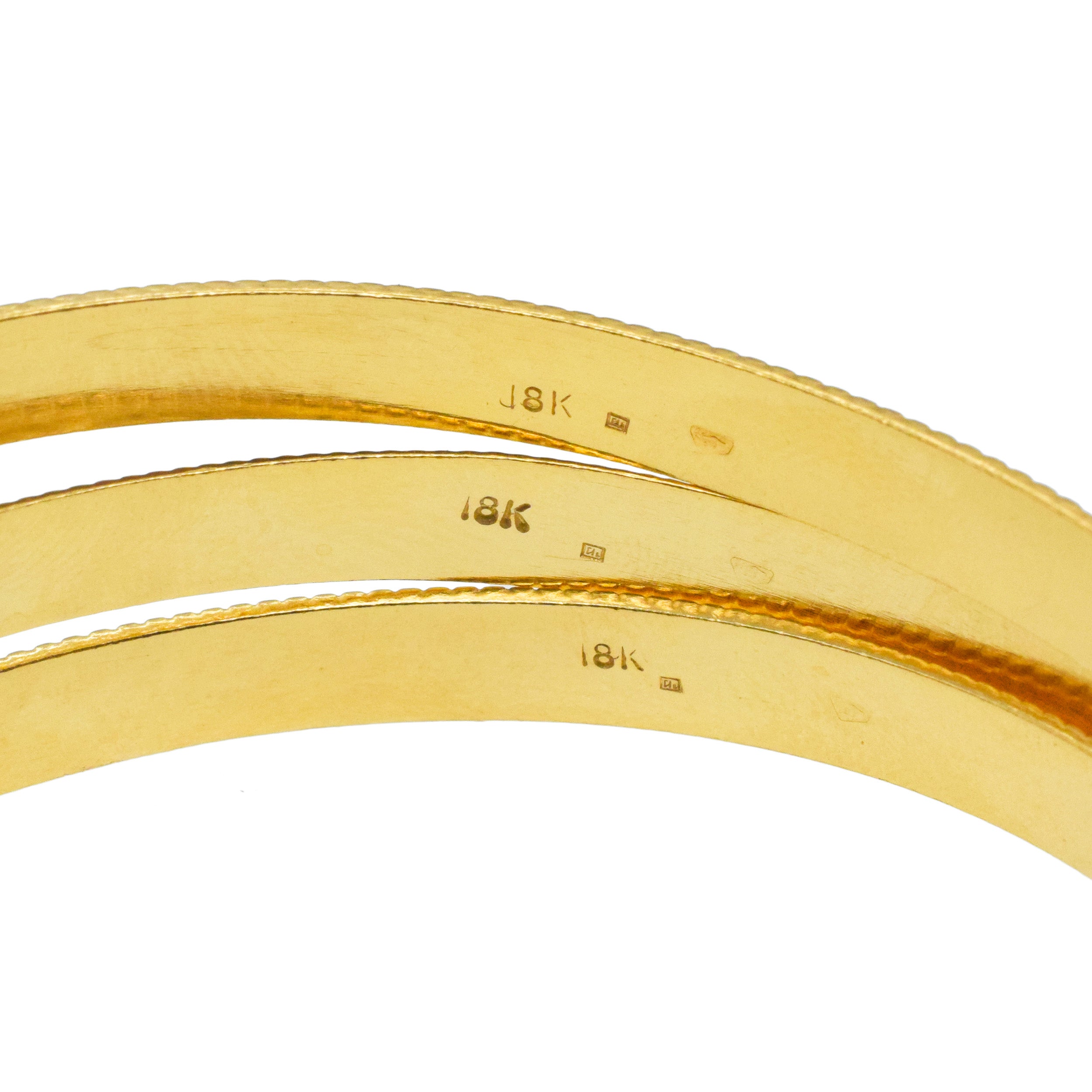 Set Of Three 18k Yellow Gold Bangle Bracelets
