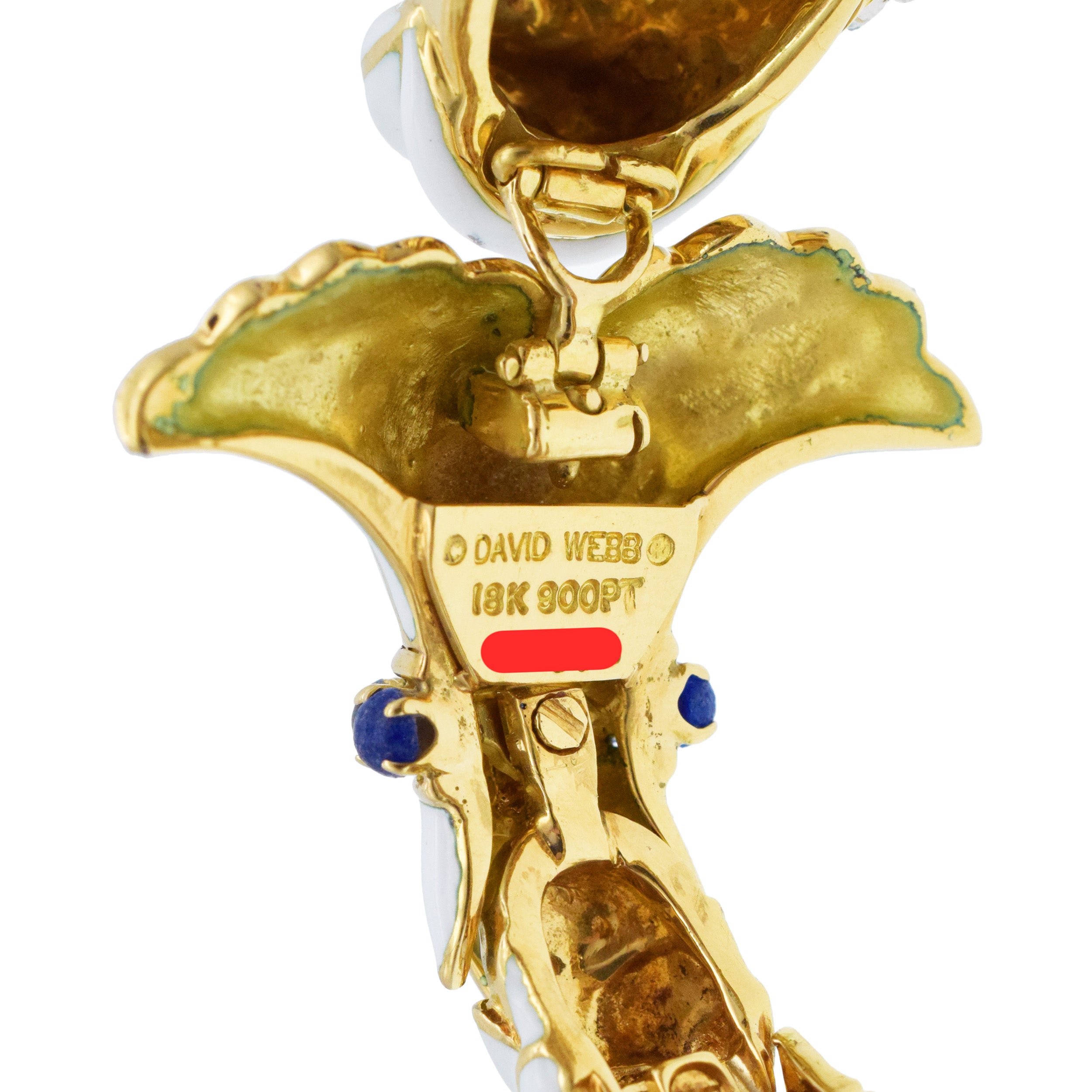 David Webb White Enamel, Diamond And Lapis Fish Bracelet In 18k Yellow Gold And Platinum
