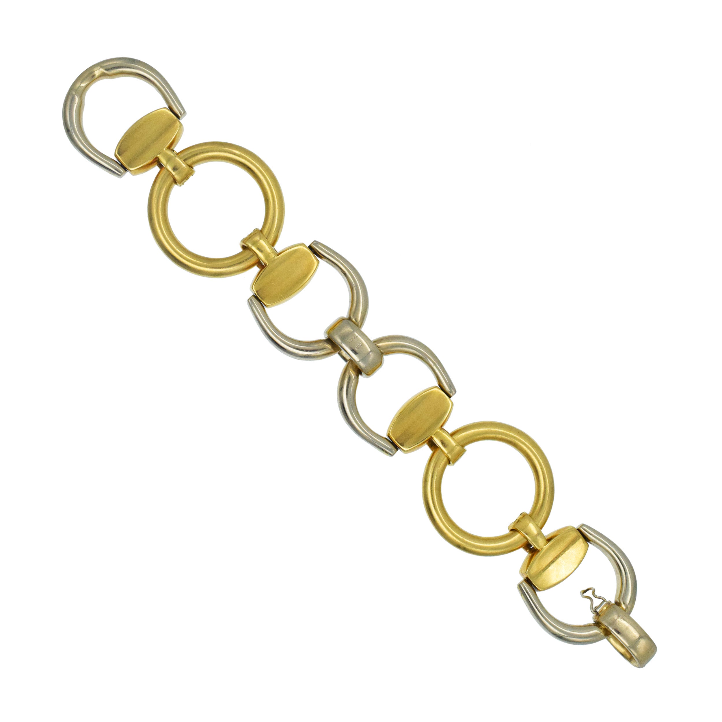 18k Two Tone Gold Stirrup Link Statement Bracelet
