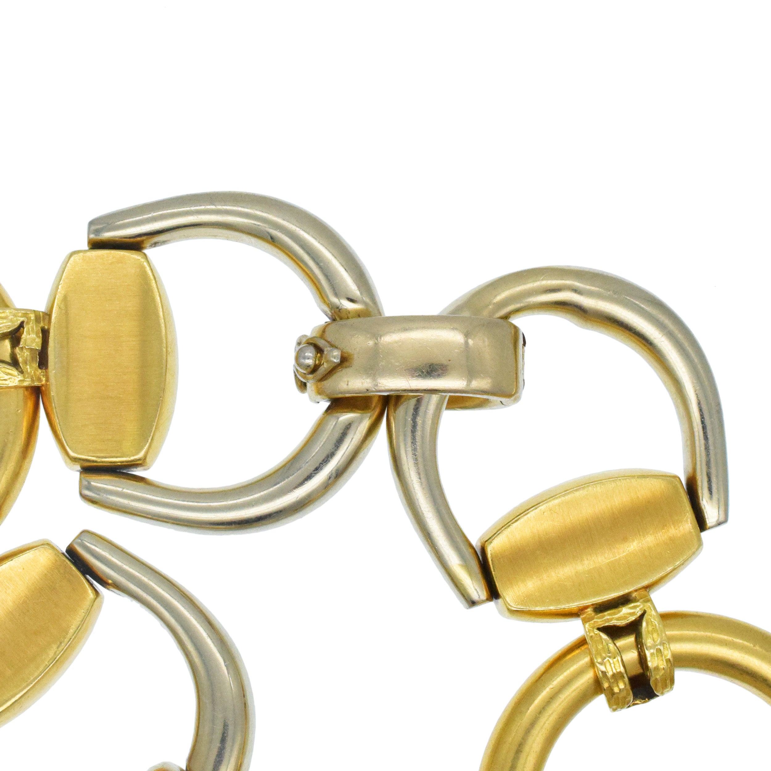 18k Two Tone Gold Stirrup Link Statement Bracelet