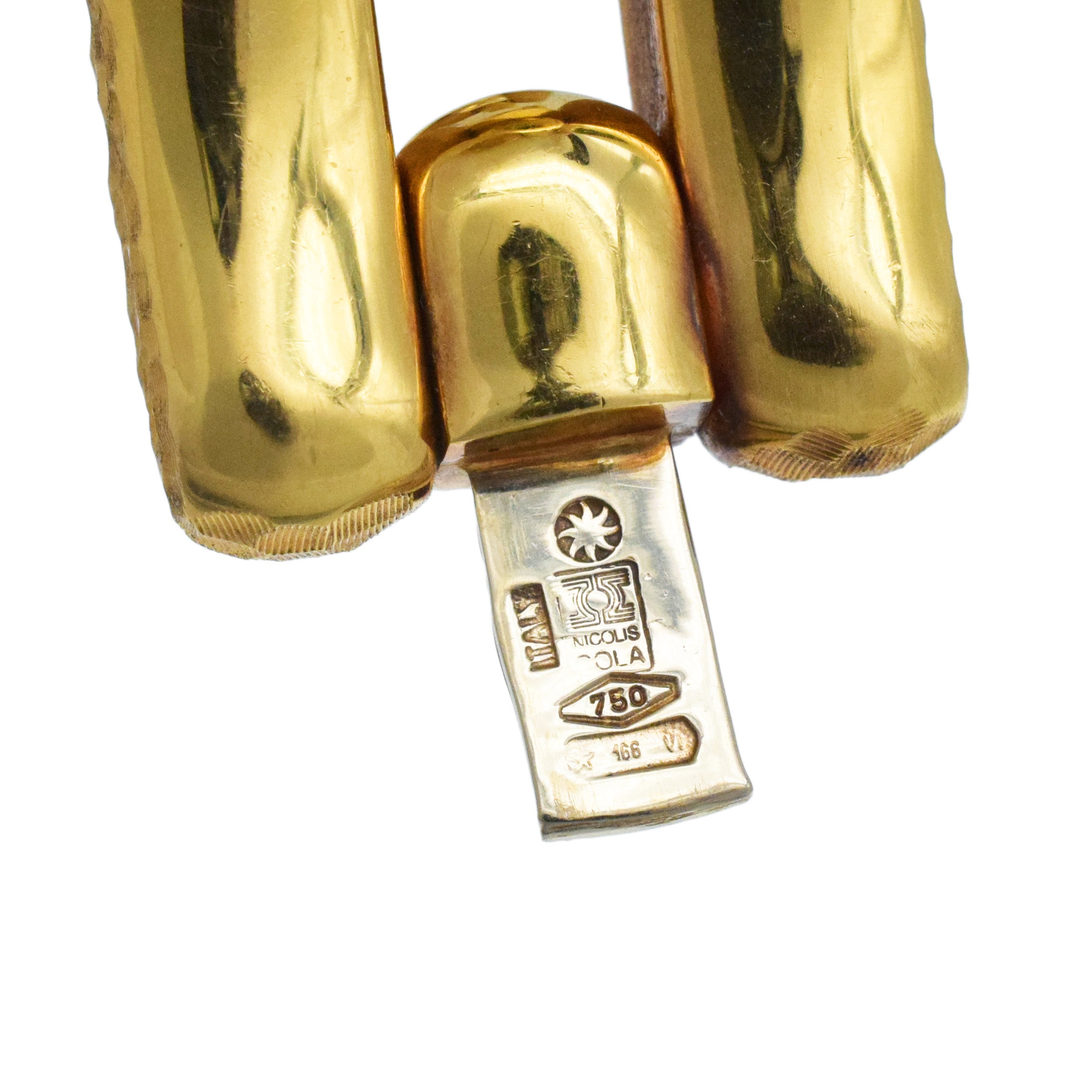 Nicolis Cola Three Row Hammered And Polished Gold Bracelet In 18k Yellow Gold