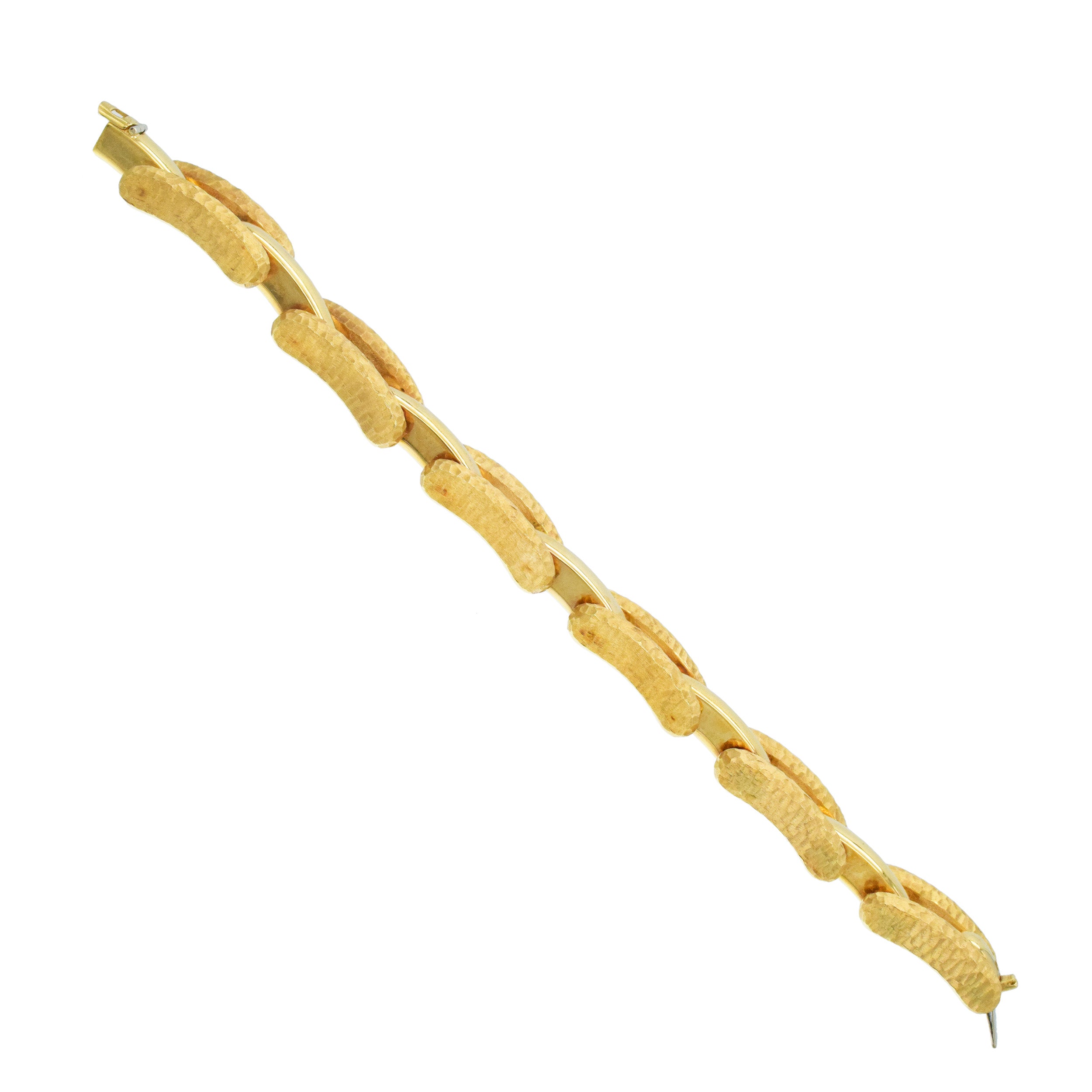 Nicolis Cola Three Row Hammered And Polished Gold Bracelet In 18k Yellow Gold