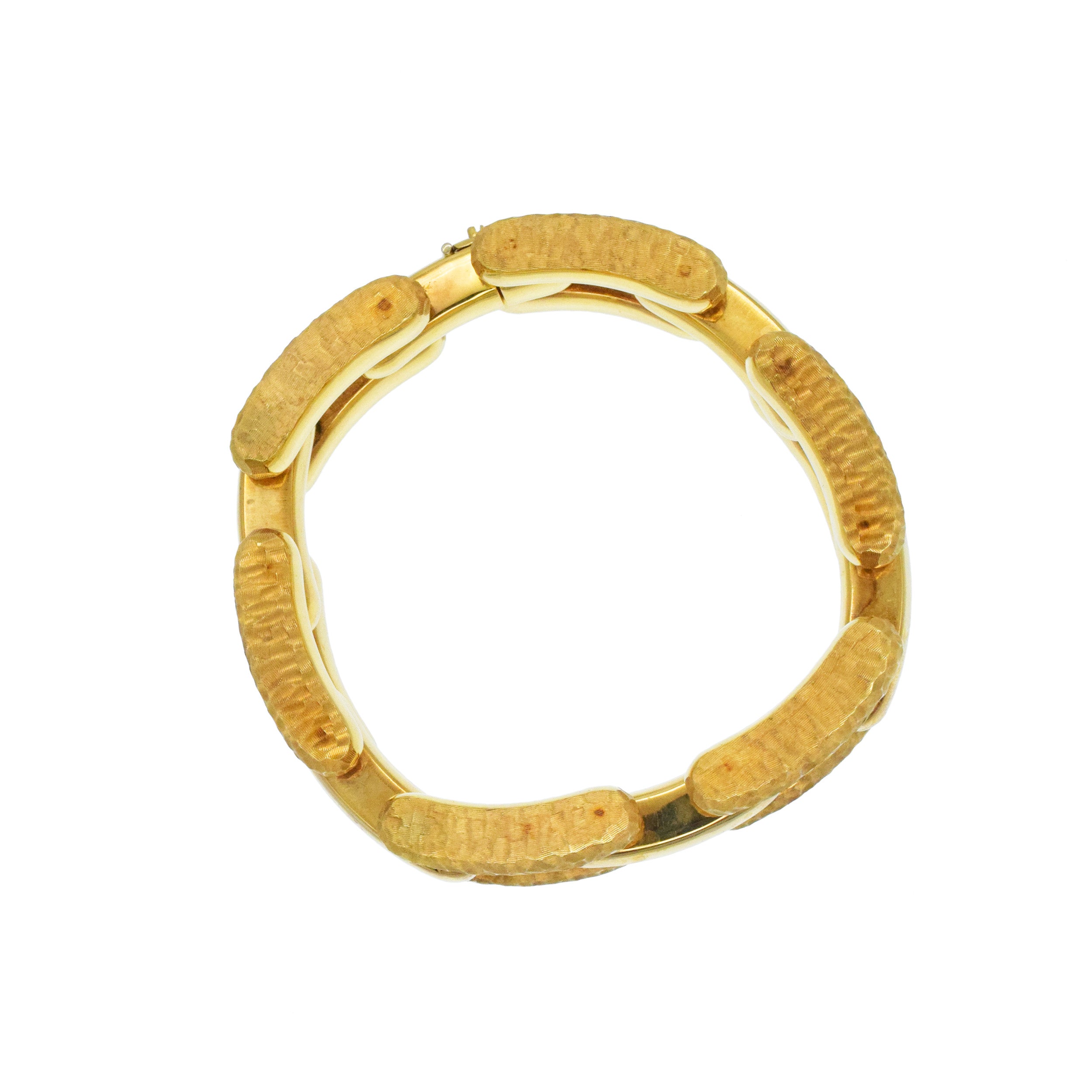 Nicolis Cola Three Row Hammered And Polished Gold Bracelet In 18k Yellow Gold