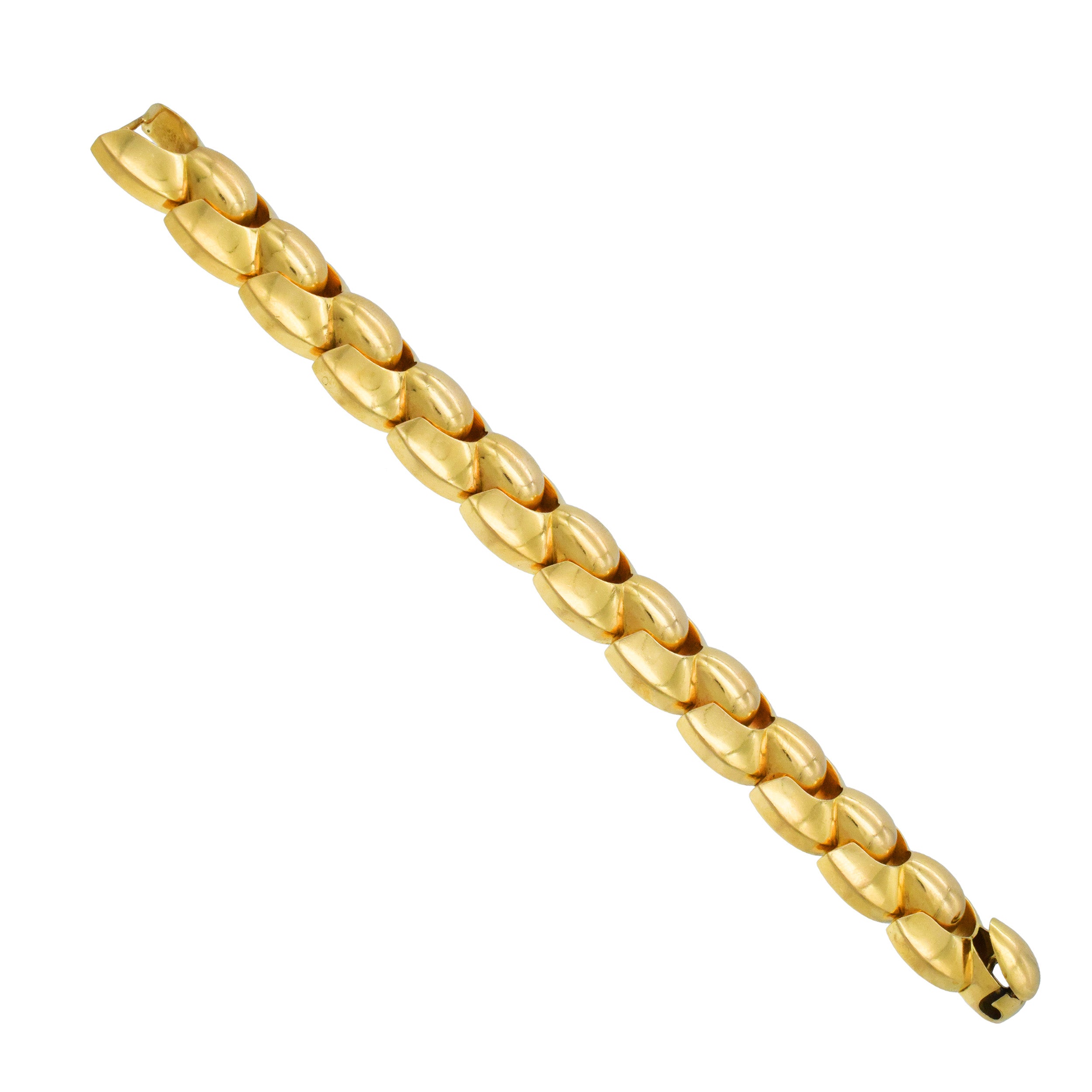 1940's Fancy Shape Dome Link Bracelet In 18k Yellow Gold